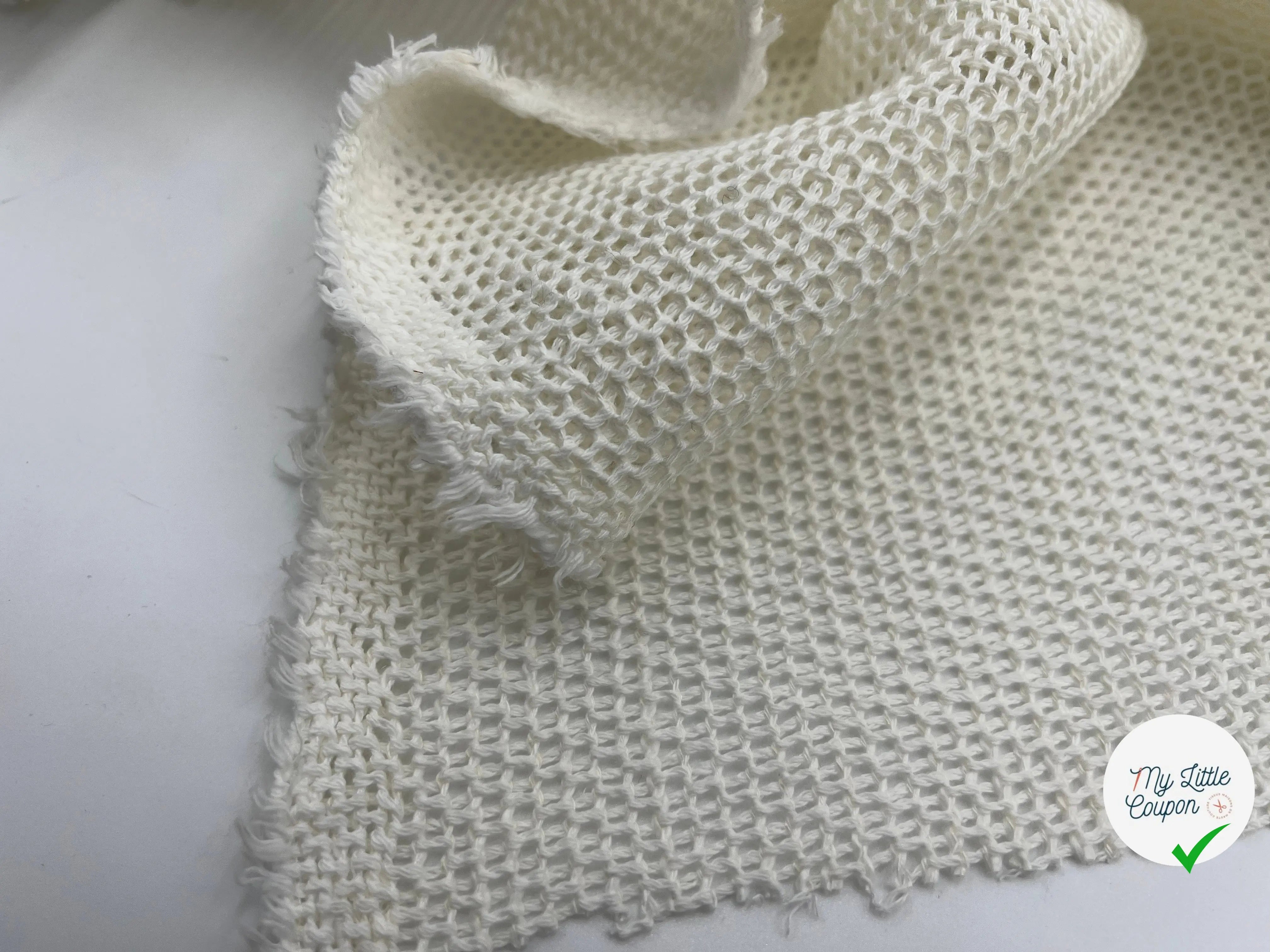 FILET DE COTON ALVEOLÉ BLANC - coupon de tissu de 3 mètres - My Little Coupon - tissu - coudre
