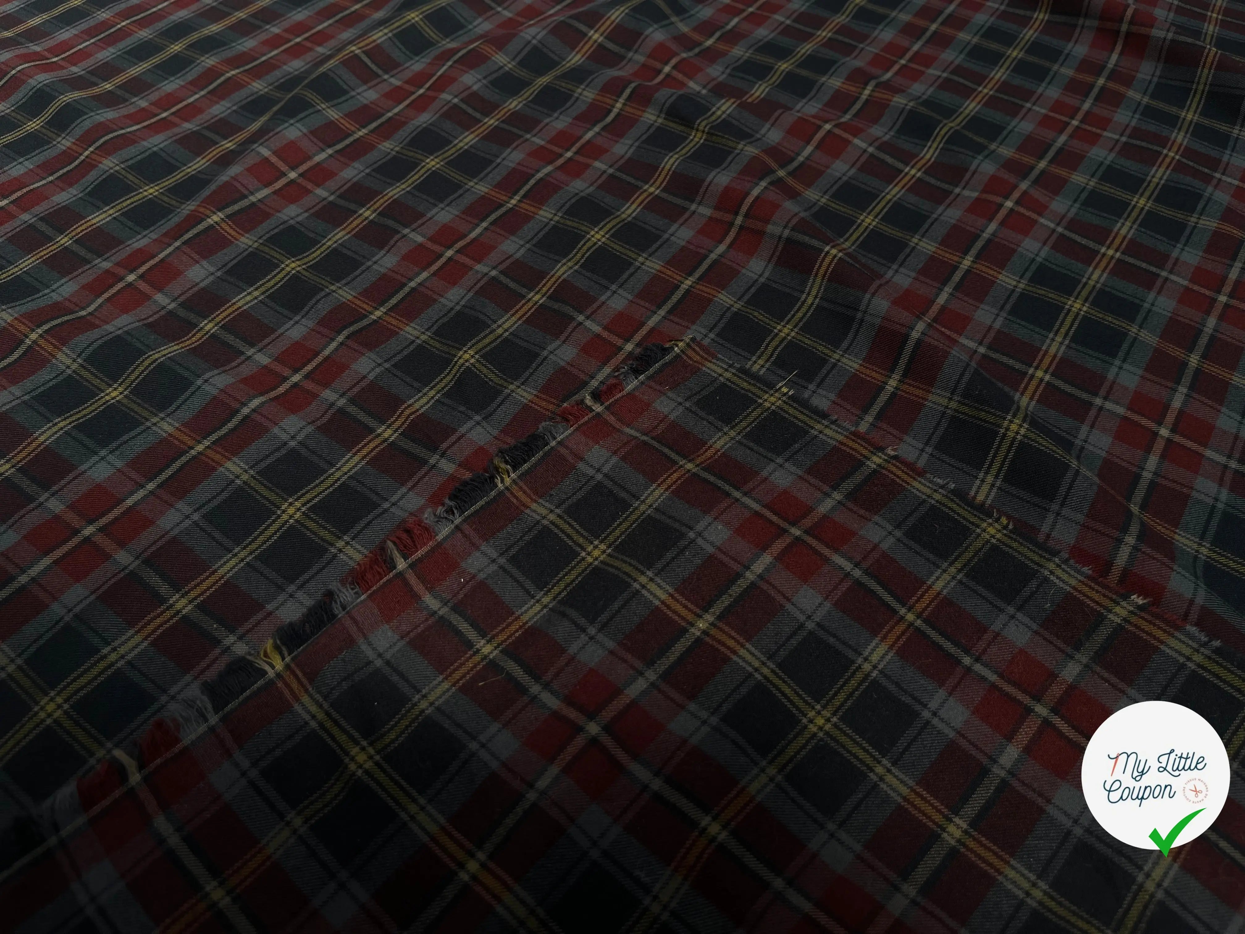 FLANELLE 100% COTON À CARREAUX ROUGE BLEU NUIT JAUNE GRIS - My Little Coupon