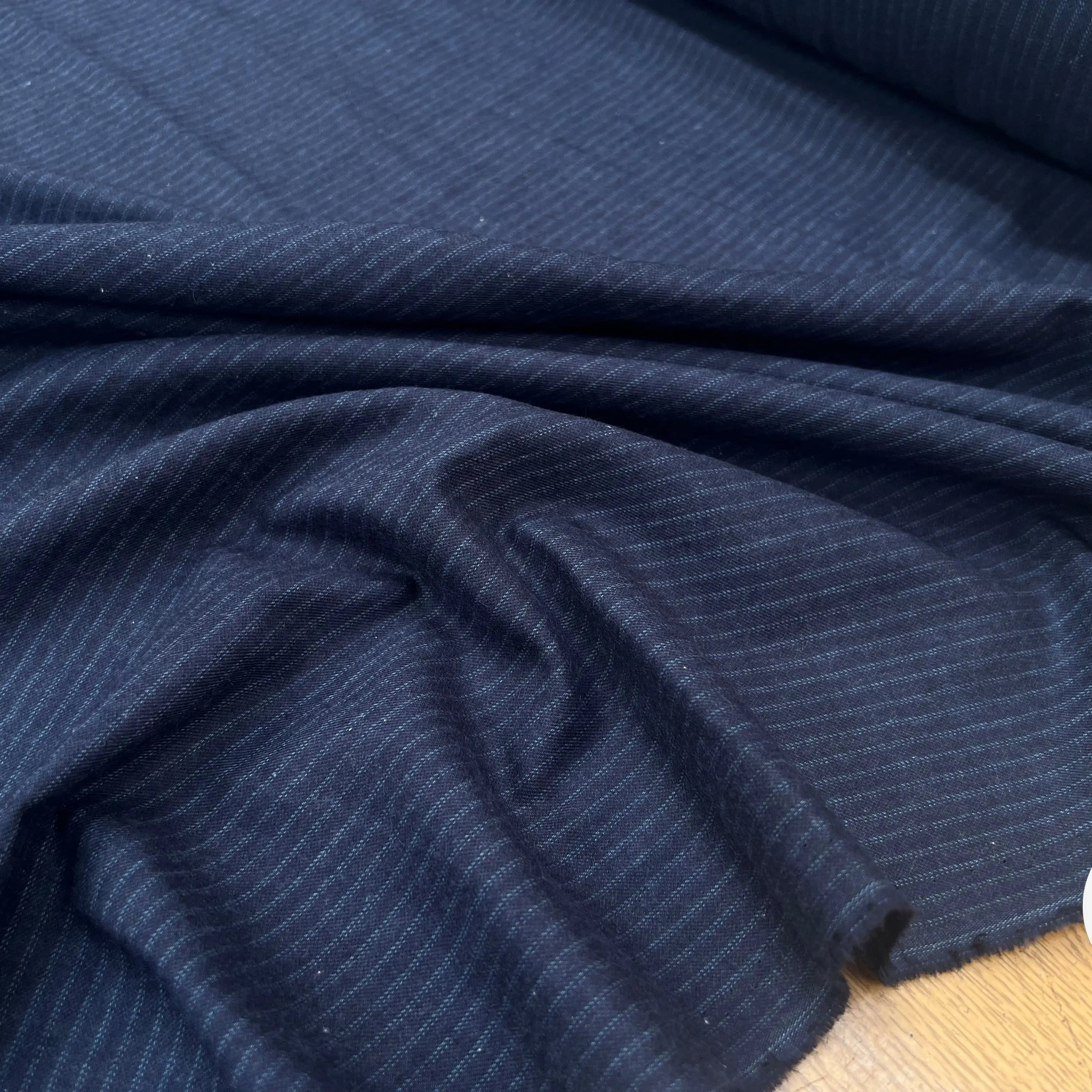 FLANELLE COTON BLEU NAVY LIGNES BLEU CIEL - My Little Coupon