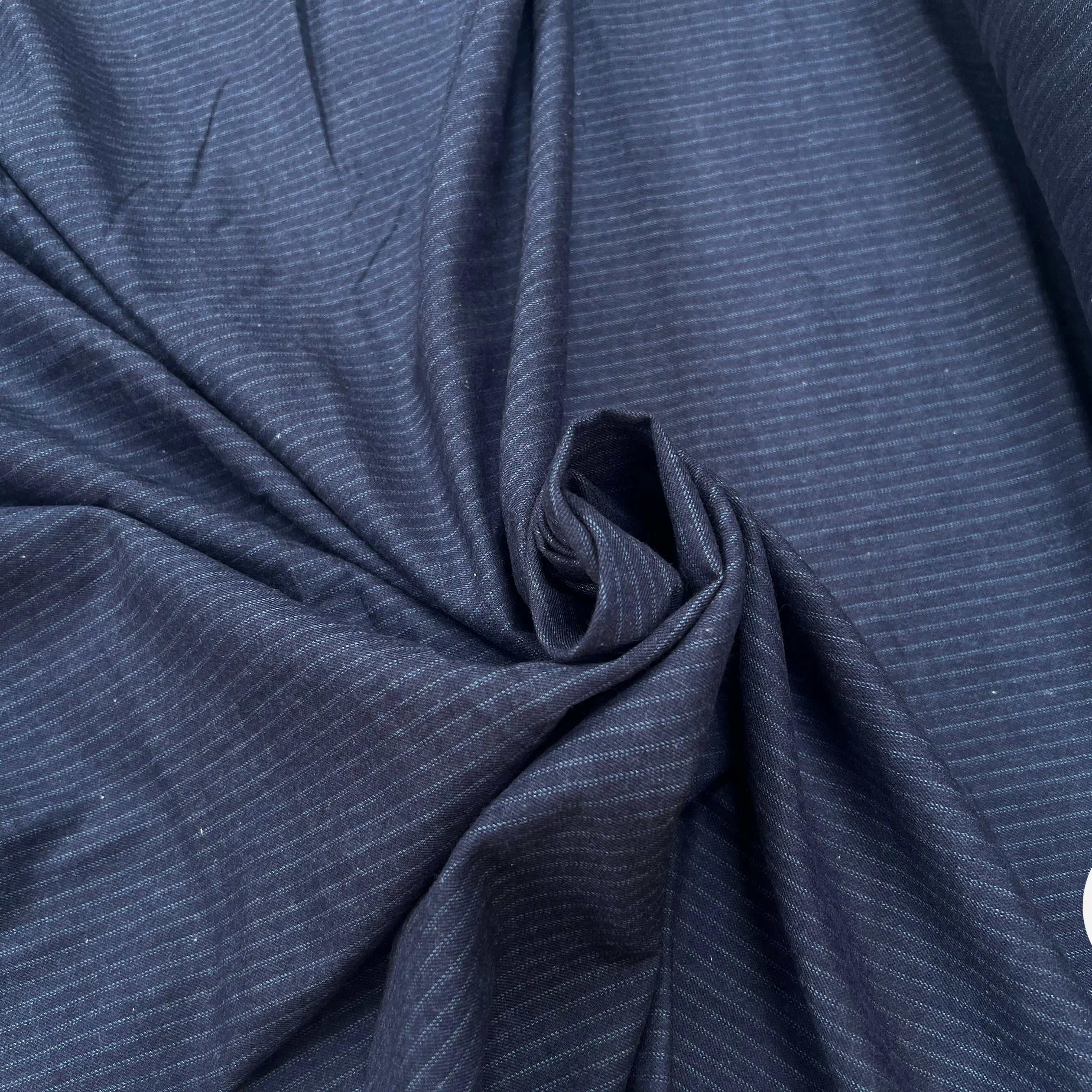 FLANELLE COTON BLEU NAVY LIGNES BLEU CIEL - My Little Coupon