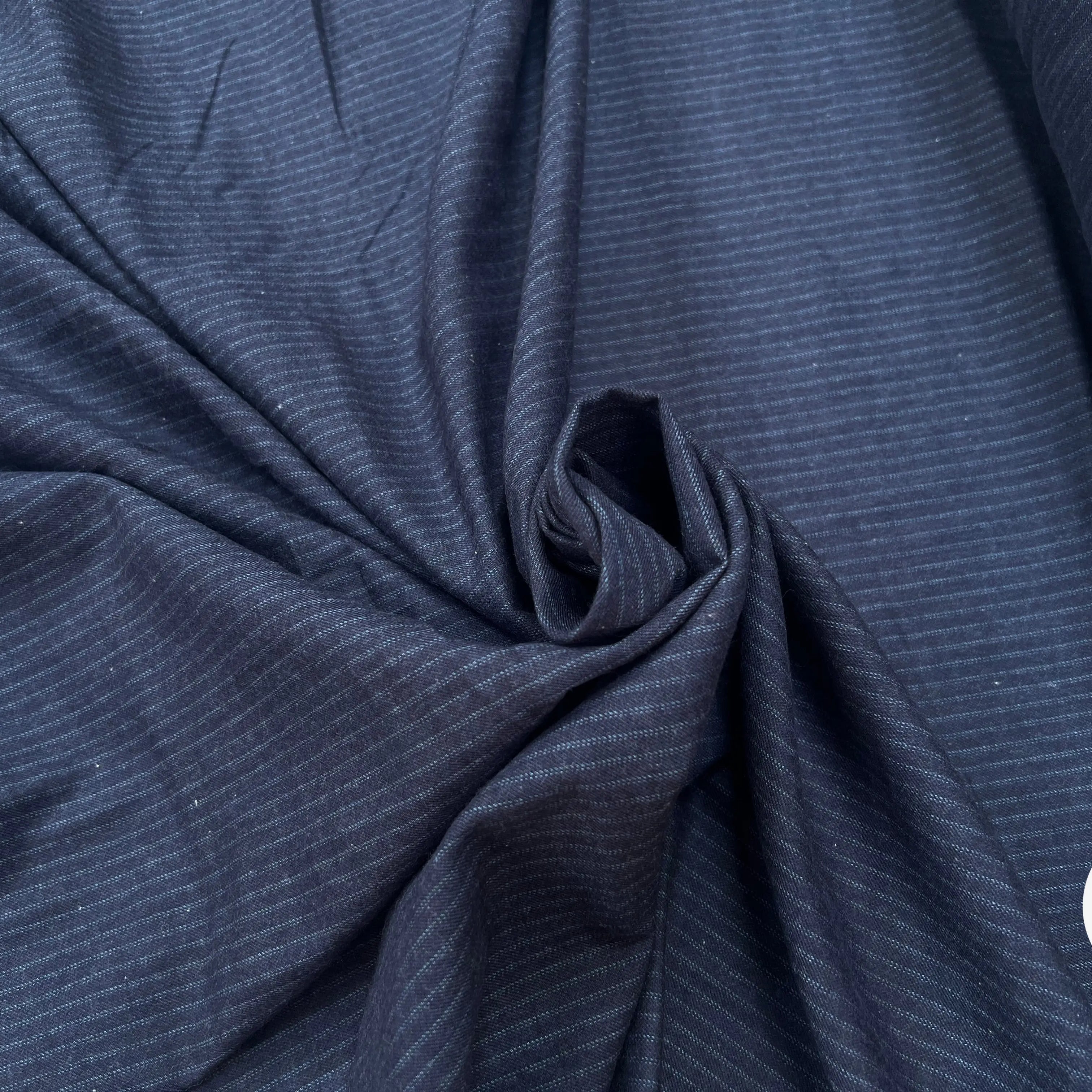 FLANELLE COTON BLEU NAVY LIGNES BLEU CIEL - My Little Coupon