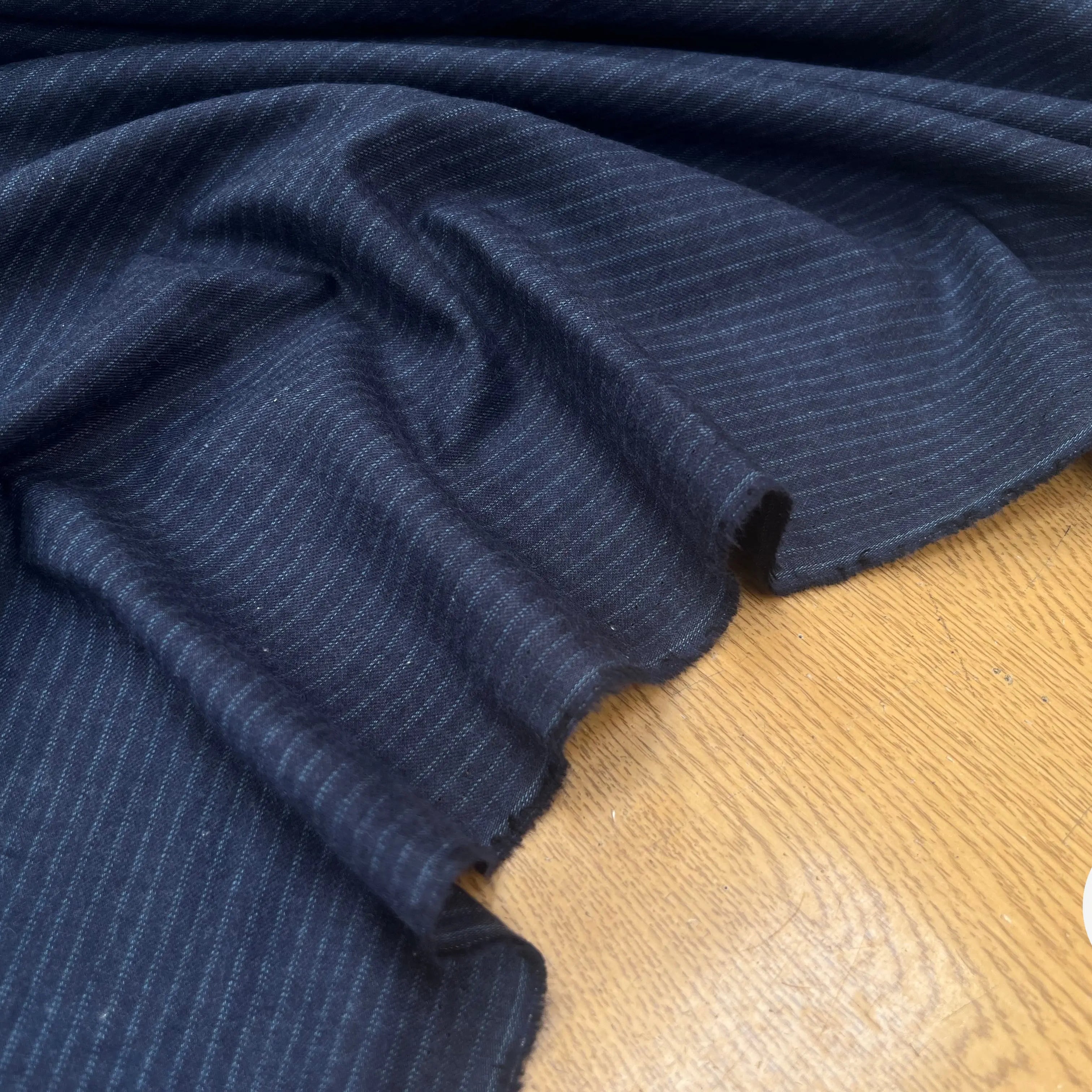 FLANELLE COTON BLEU NAVY LIGNES BLEU CIEL - My Little Coupon