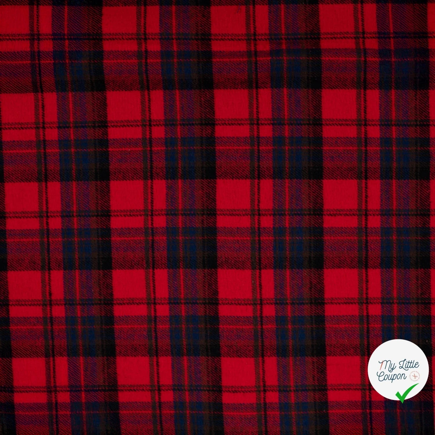 FLANELLE COTON BROSSÉE À CARREAUX FILS TEINTS ROUGE - My Little Coupon