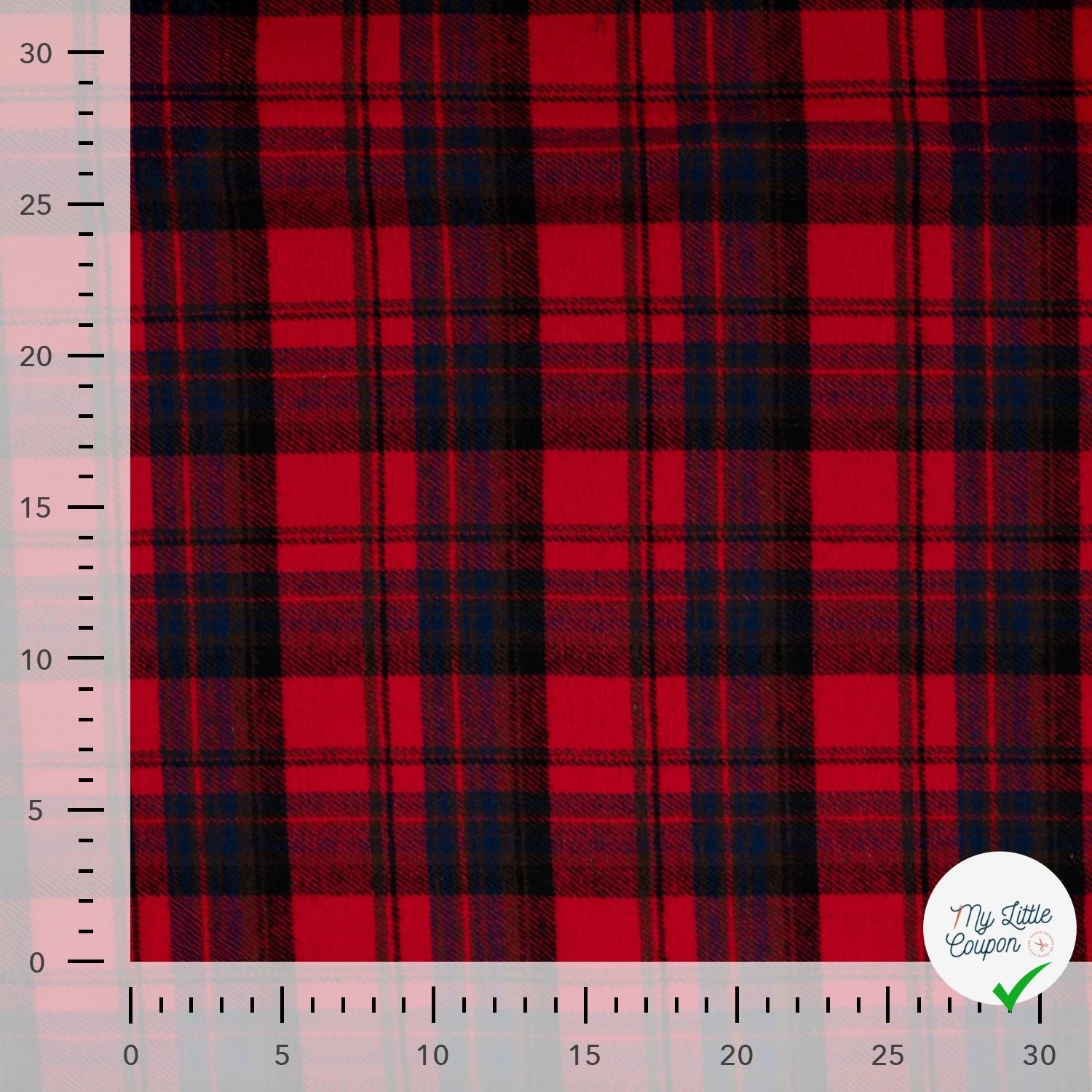 FLANELLE COTON BROSSÉE À CARREAUX FILS TEINTS ROUGE - My Little Coupon