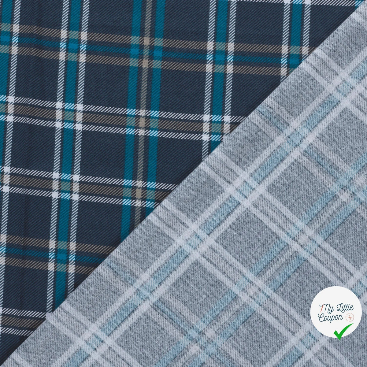 FLANELLE DE COTON TARTAN BLEU MARINE - My Little Coupon