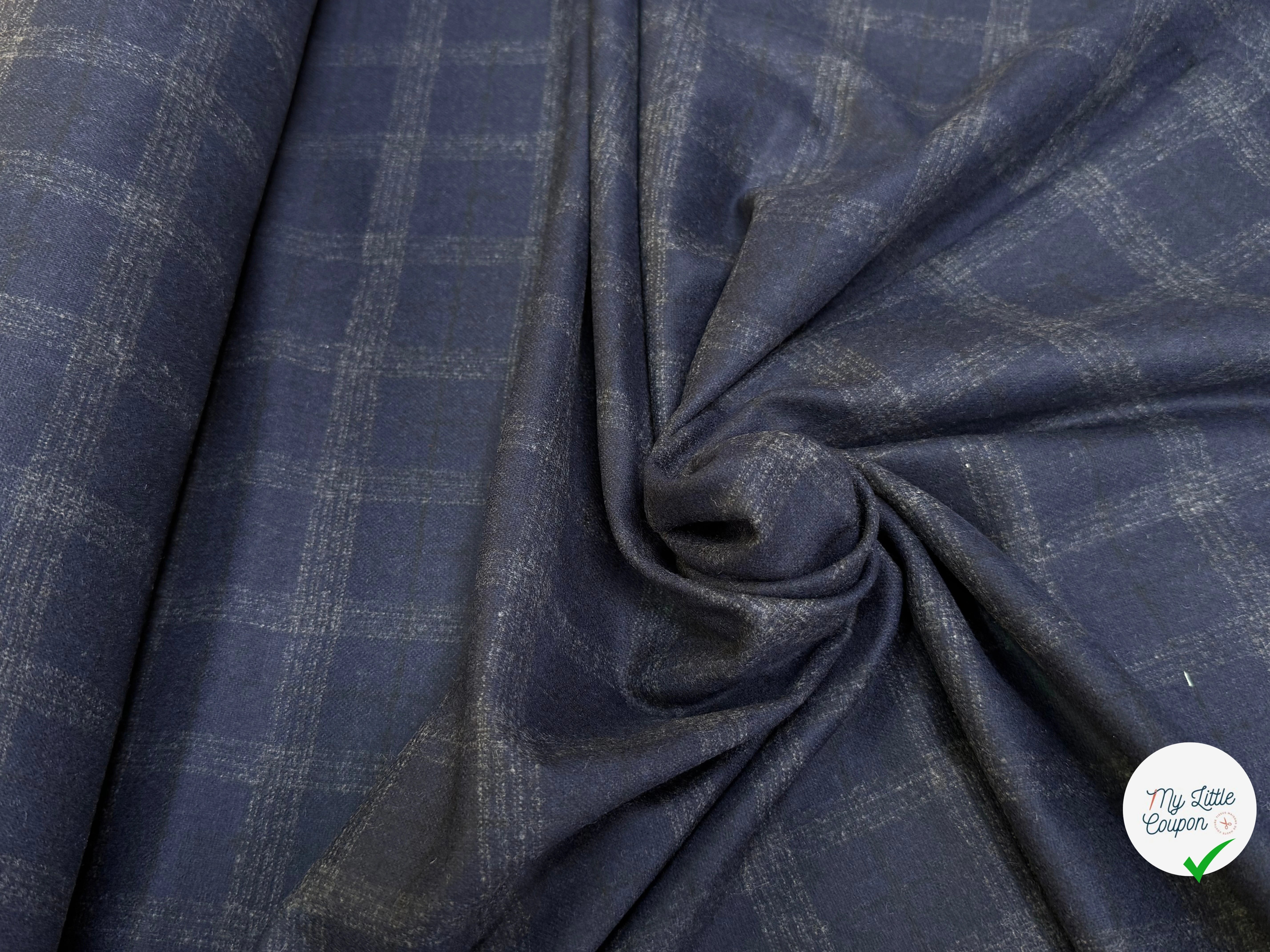 FLANELLE DE LAINE À CARREAUX NIGHT BLUE TRÈS ÉLÉGANT 68% LAINE - My Little Coupon
