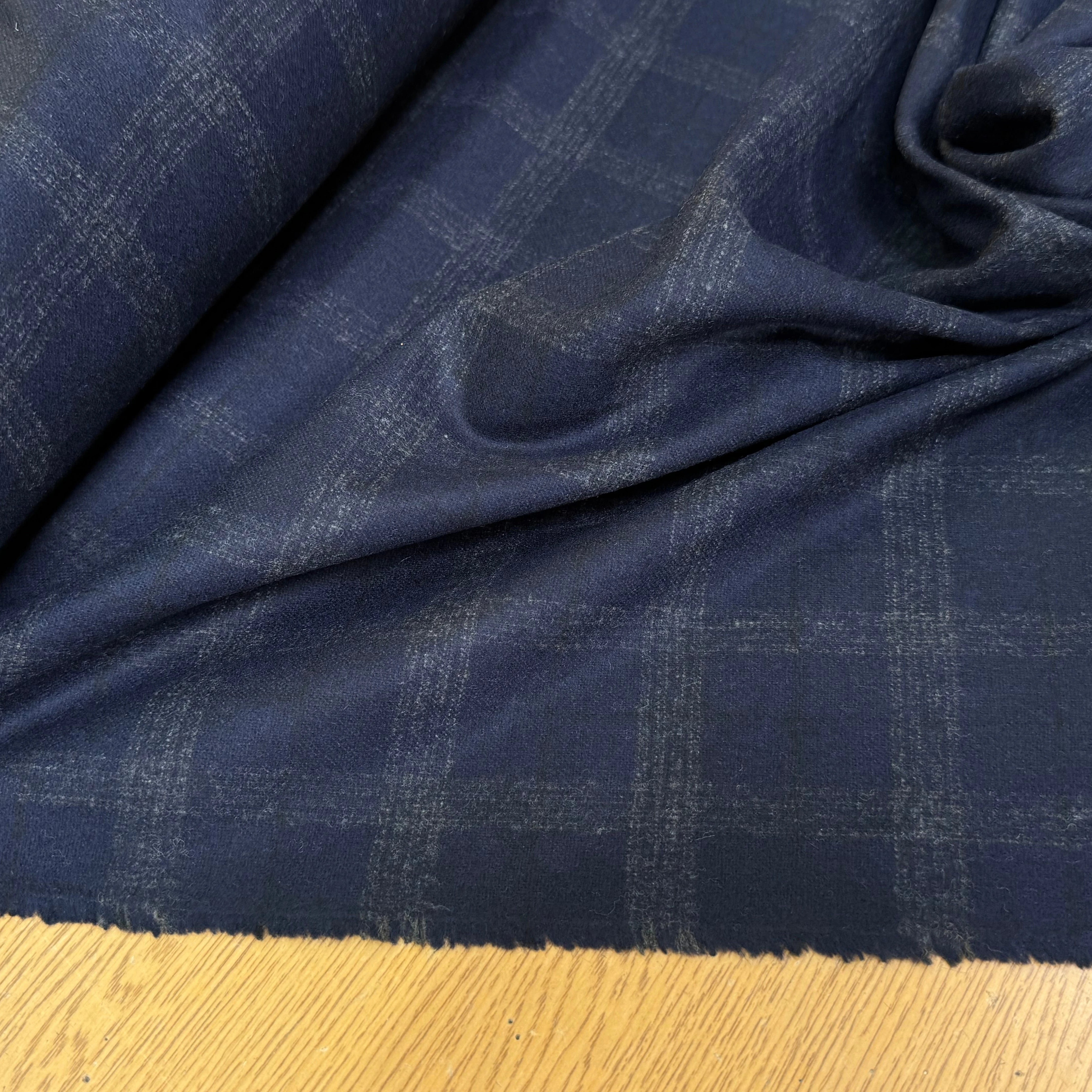 FLANELLE DE LAINE À CARREAUX NIGHT BLUE TRÈS ÉLÉGANT 68% LAINE - My Little Coupon