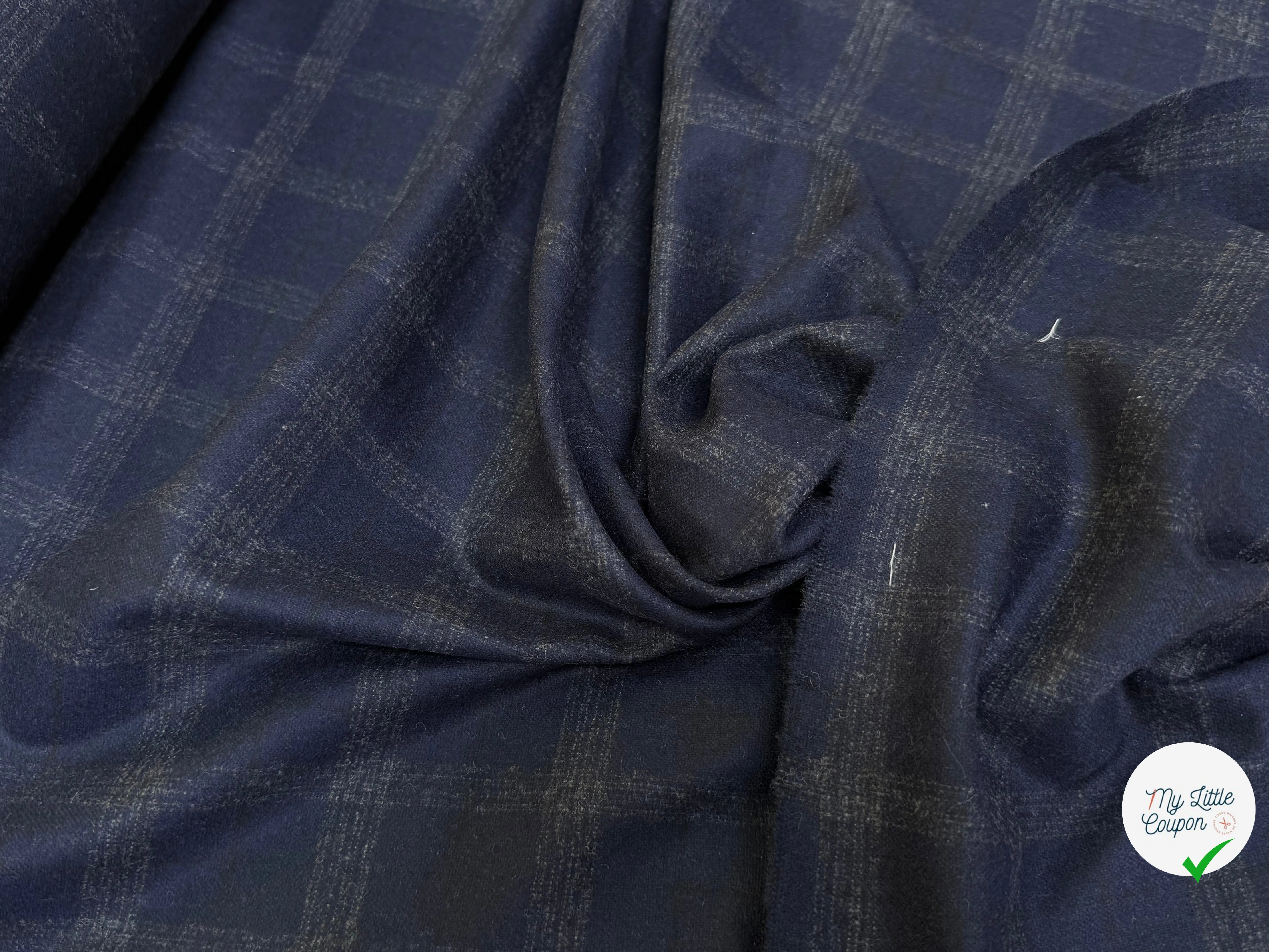 FLANELLE DE LAINE À CARREAUX NIGHT BLUE TRÈS ÉLÉGANT 68% LAINE - My Little Coupon