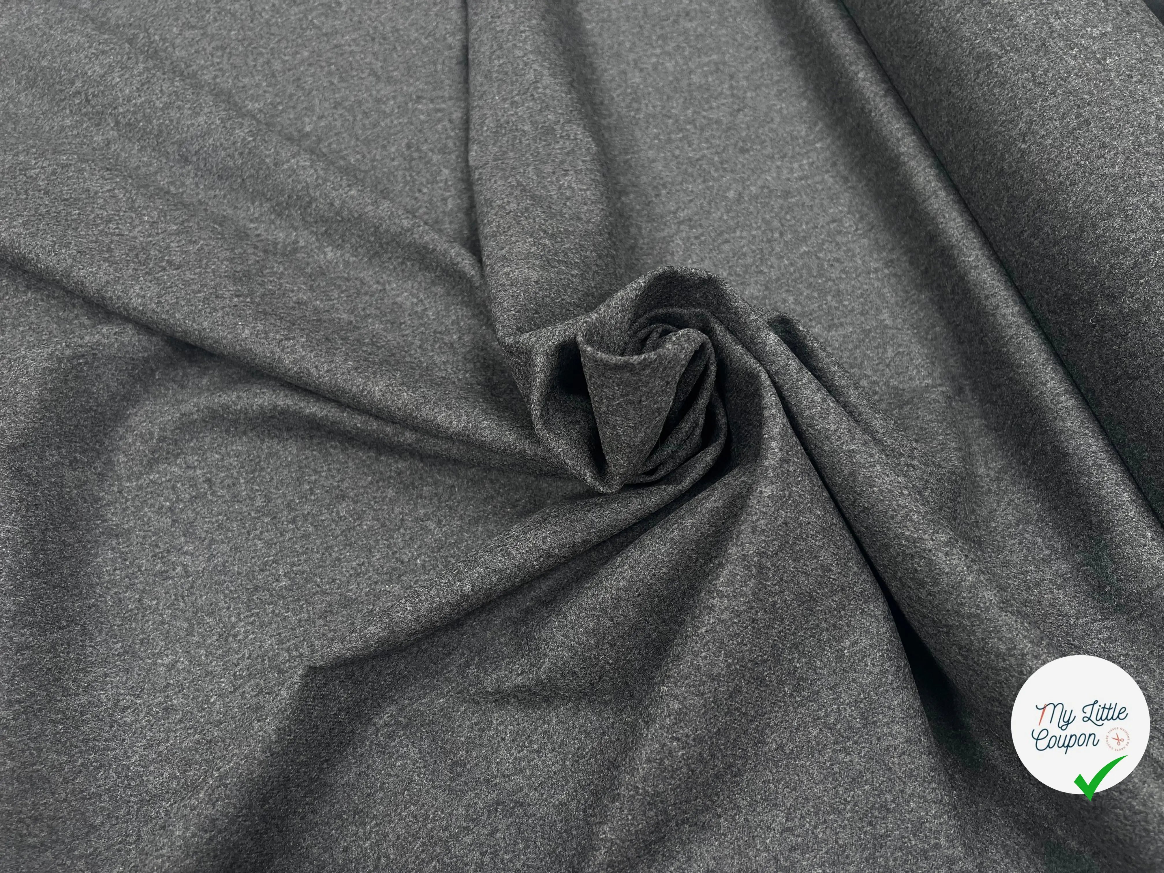 FLANELLE DE LAINE GRIS MOUCHETÉ UNI - My Little Coupon