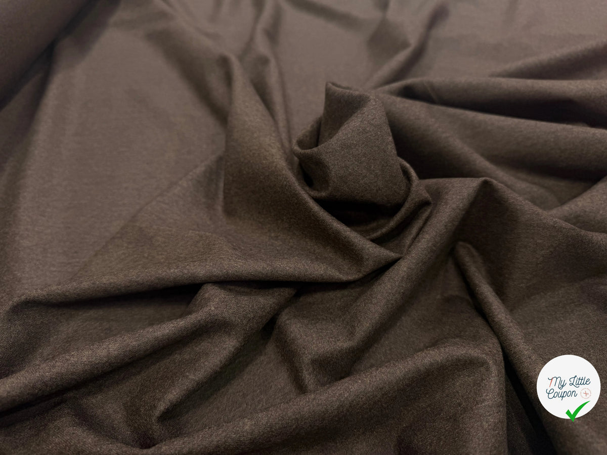FLANELLE DE LAINE MARRON CAFÉ CHINÉ 100% LAINE - My Little Coupon
