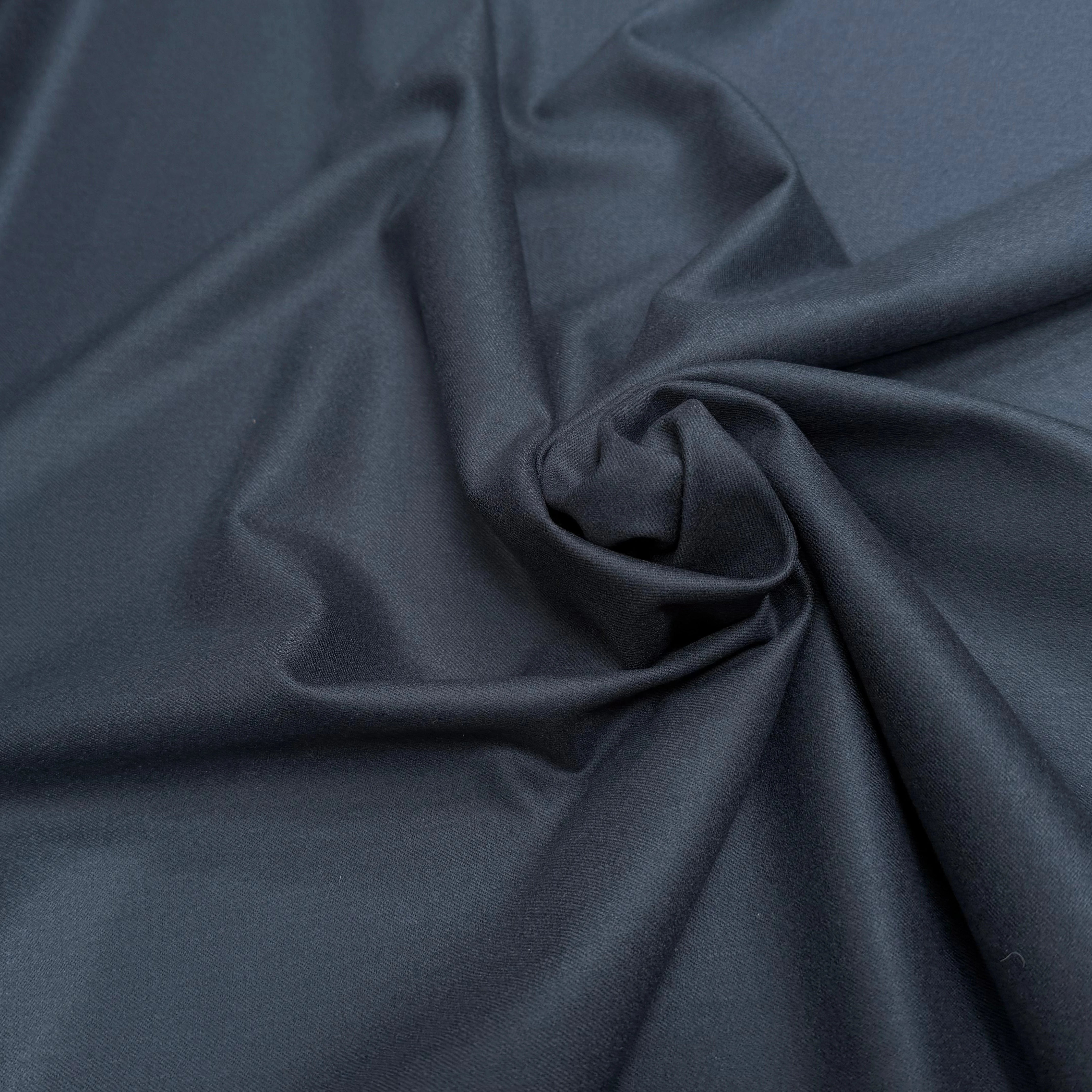 FLANELLE DE LAINE STRETCH BLEU CARBONE ULTRA BELLE - My Little Coupon