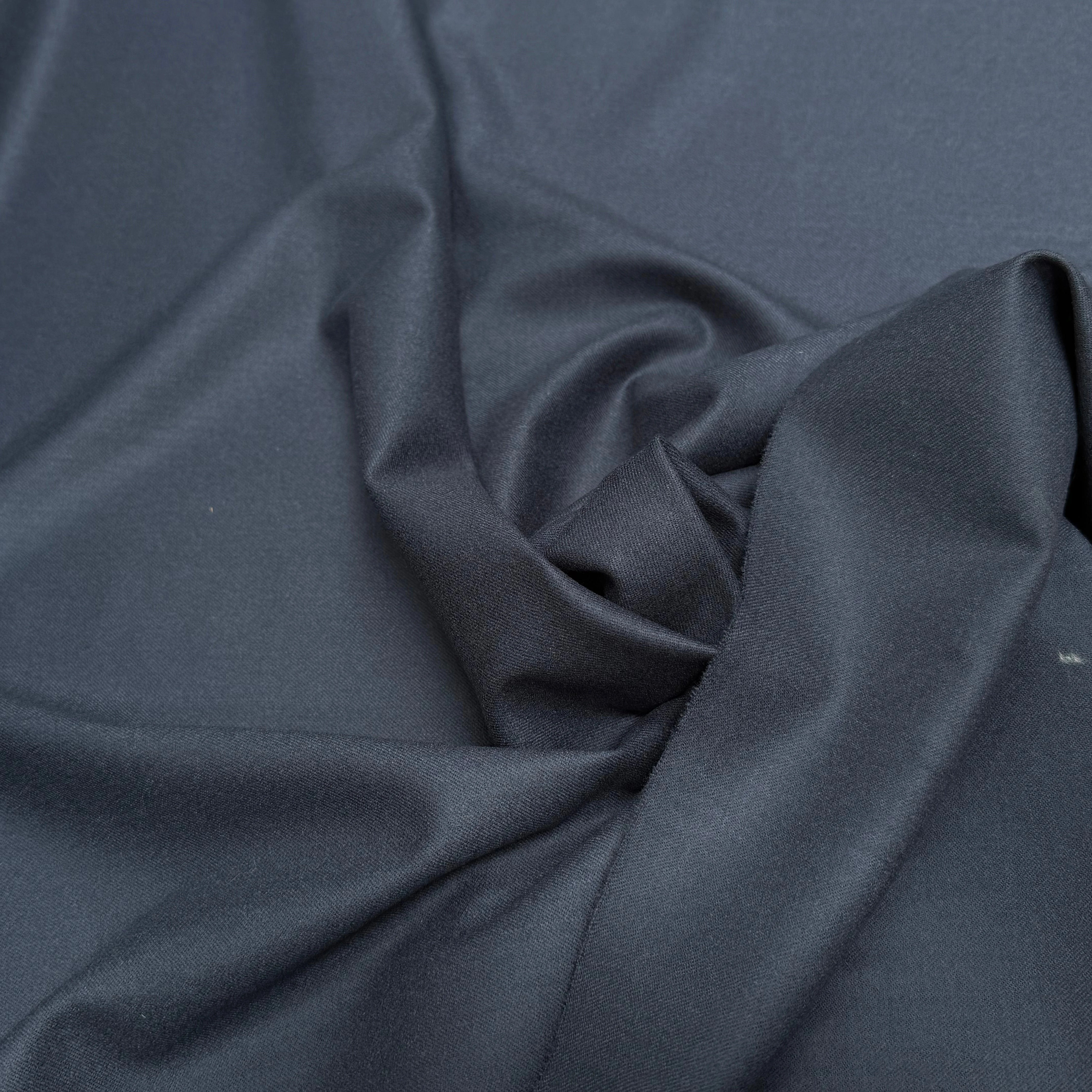 FLANELLE DE LAINE STRETCH BLEU CARBONE ULTRA BELLE - My Little Coupon