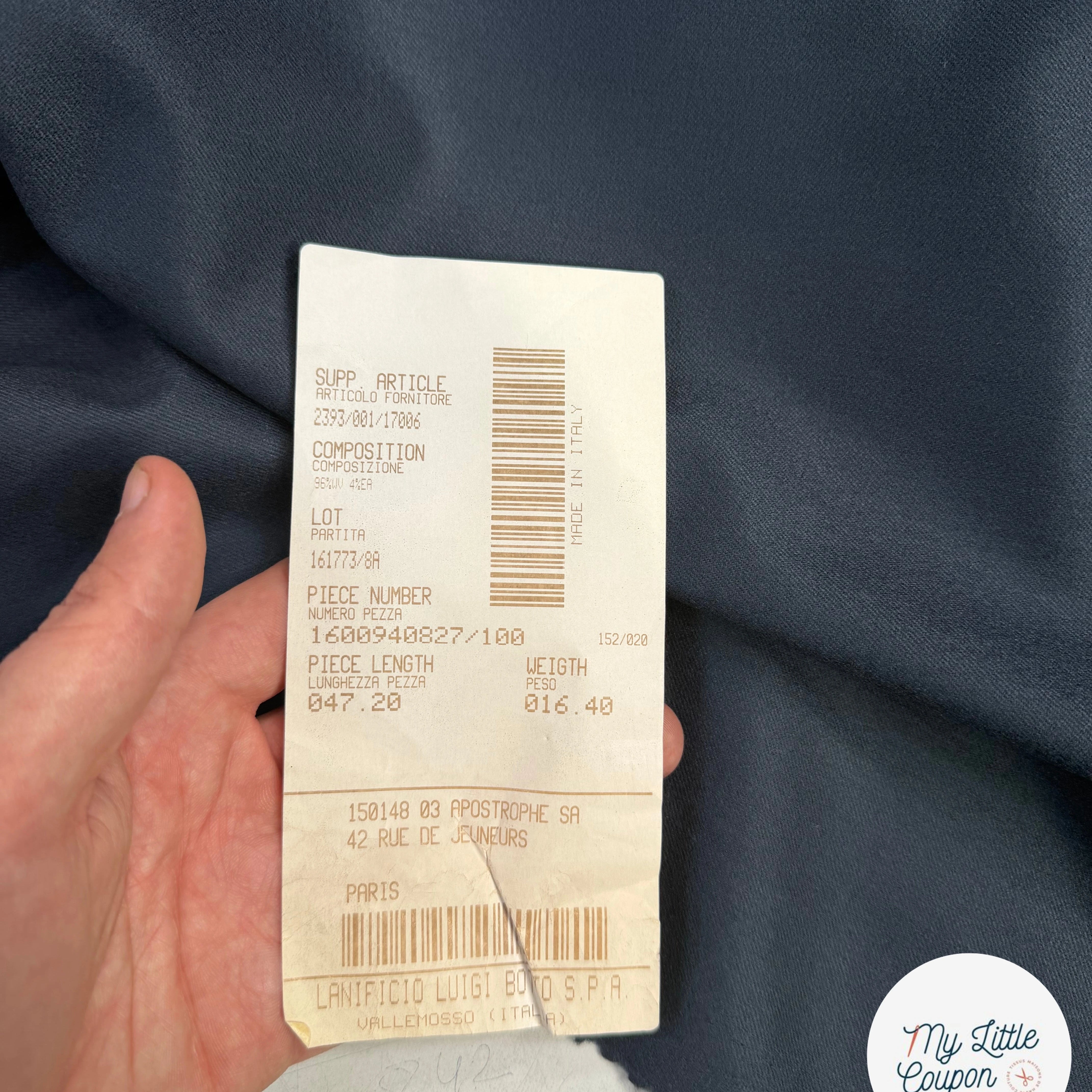 FLANELLE LAINE VIERGE SERGÉE BLEU ARDOISE 4%EA - My Little Coupon