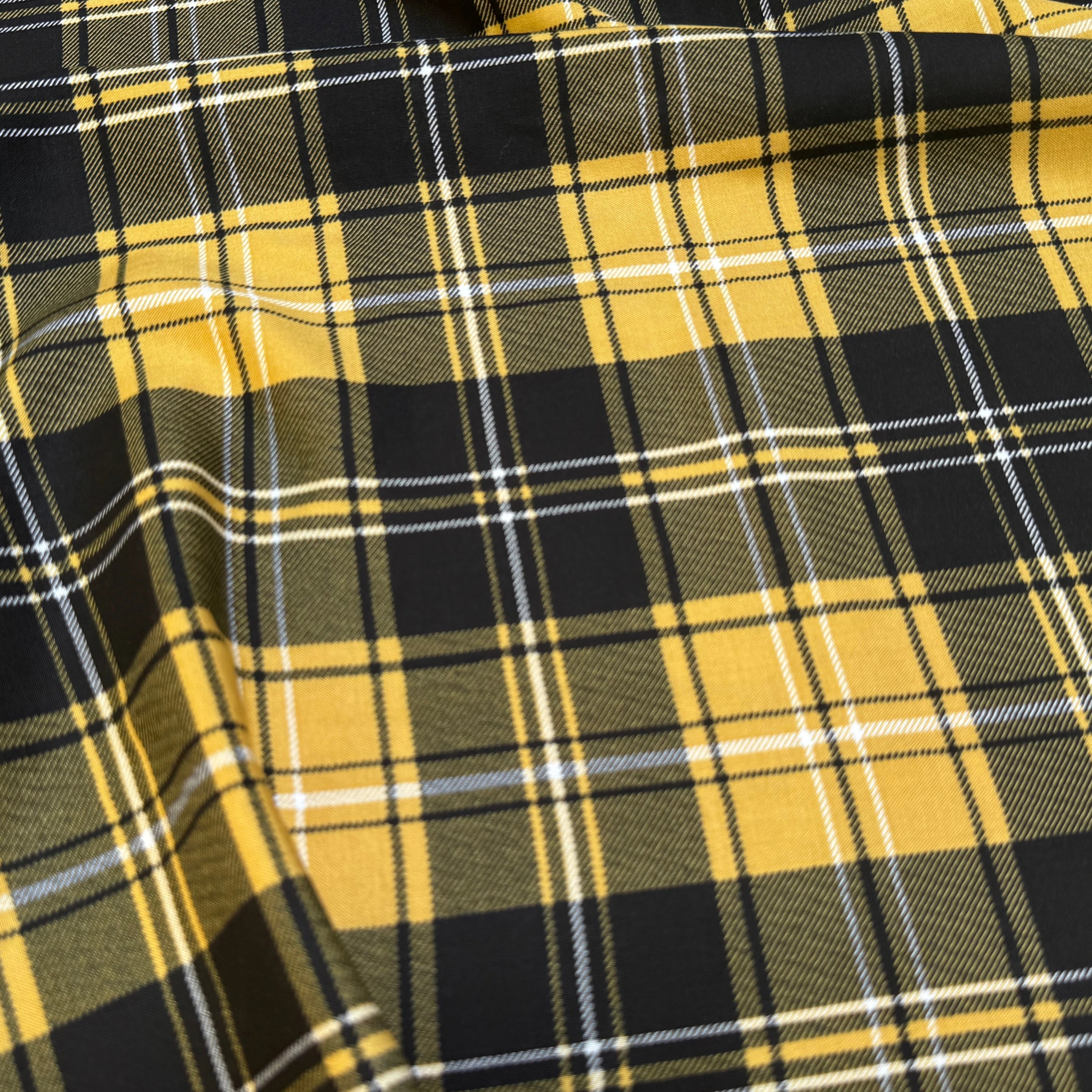 FLANELLE VISCOSE TARTAN JAUNE NOIR - My Little Coupon