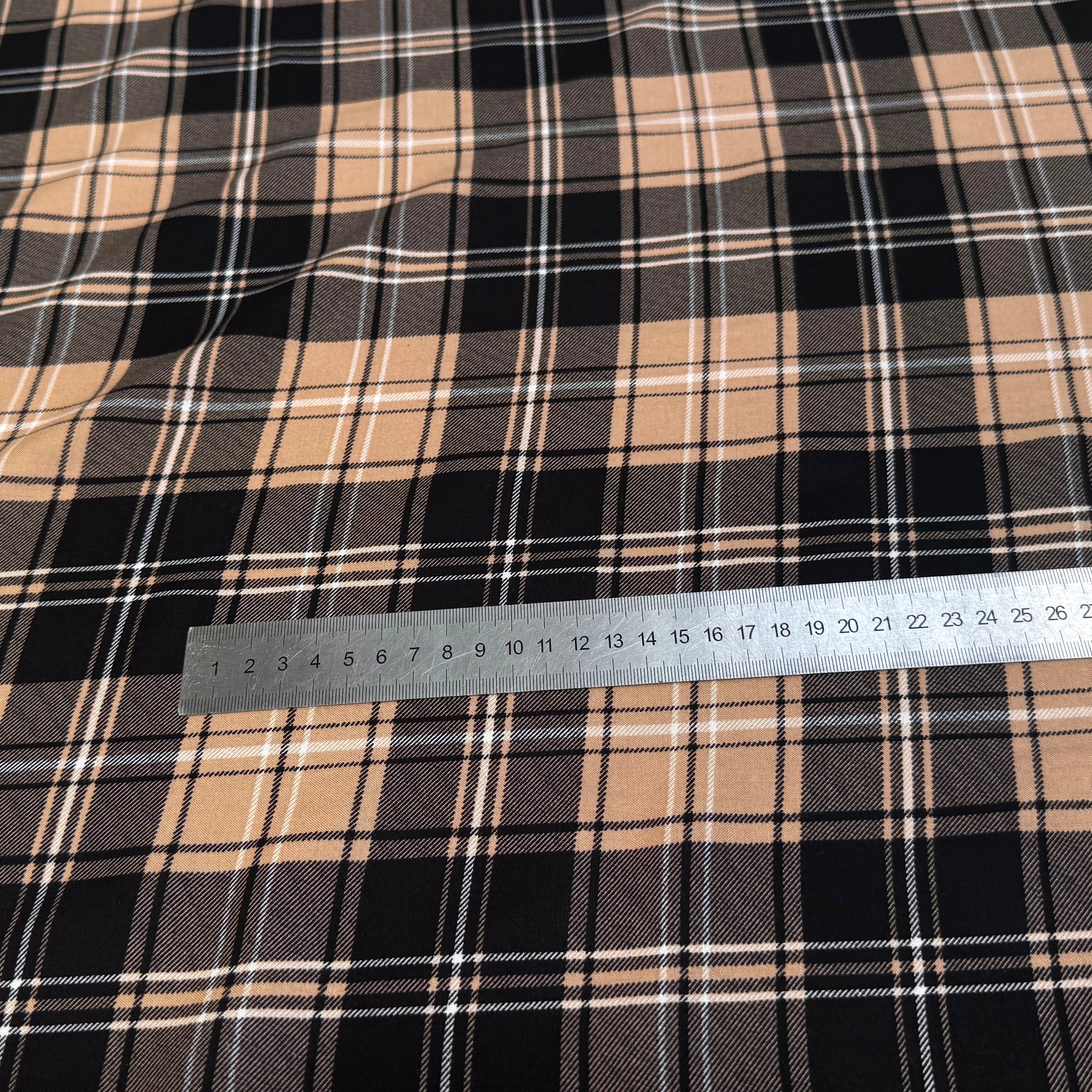 FLANELLE VISCOSE TARTAN MARRON NOIR - My Little Coupon
