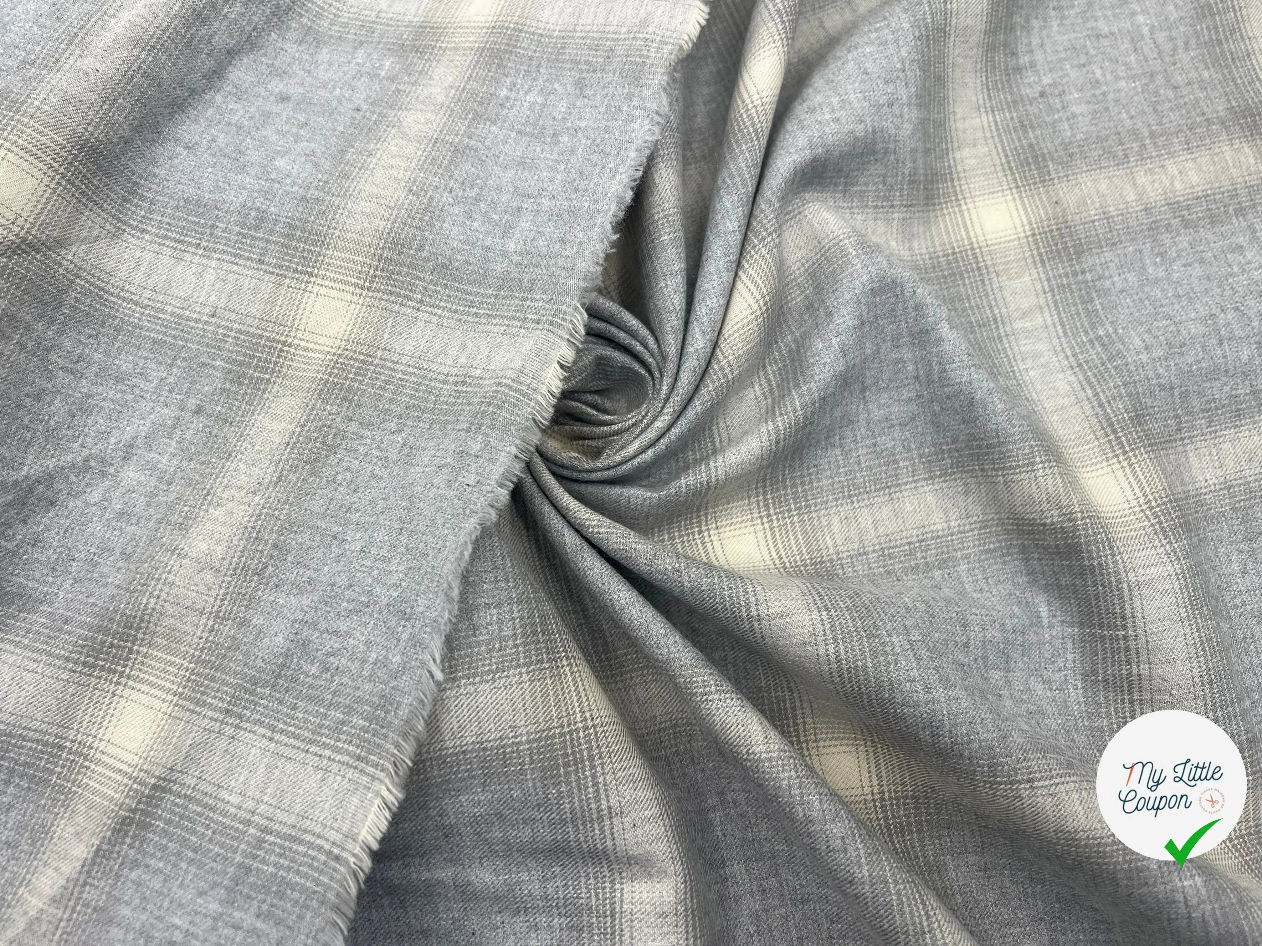 FLANELLETTE DE COTON CARREAUX GRIS PÂLE - My Little Coupon - tissu - coudre