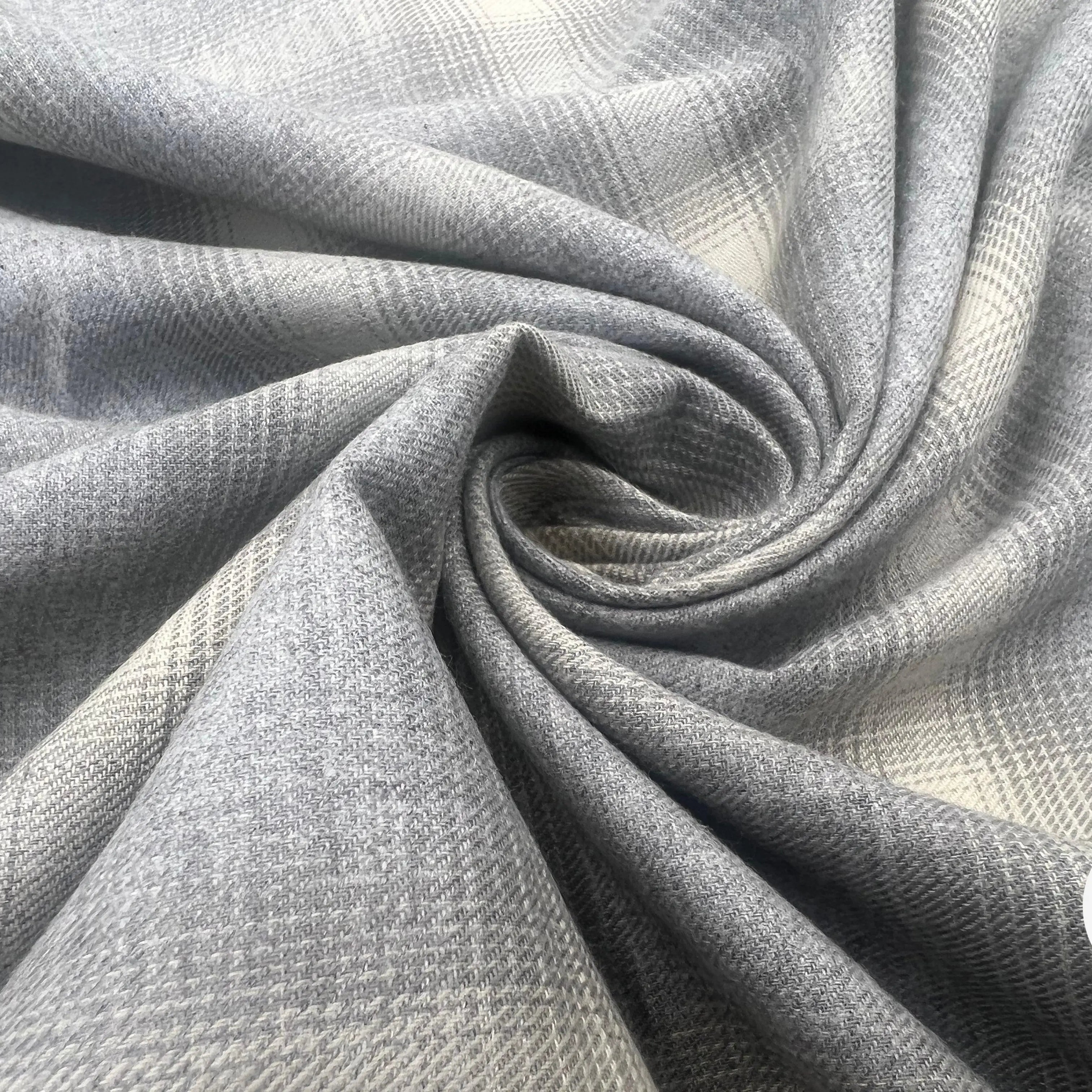 FLANELLETTE DE COTON CARREAUX GRIS PÂLE - My Little Coupon - tissu - coudre