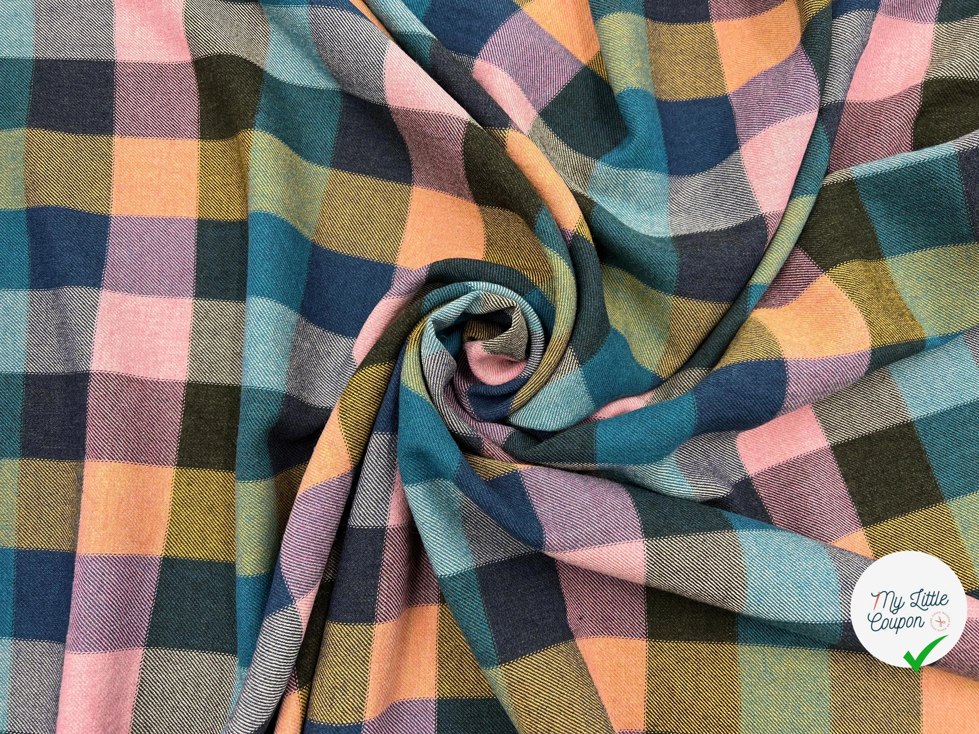FLANELLETTE DE COTON CARREAUX MULTICOLORE - My Little Coupon - tissu - coudre