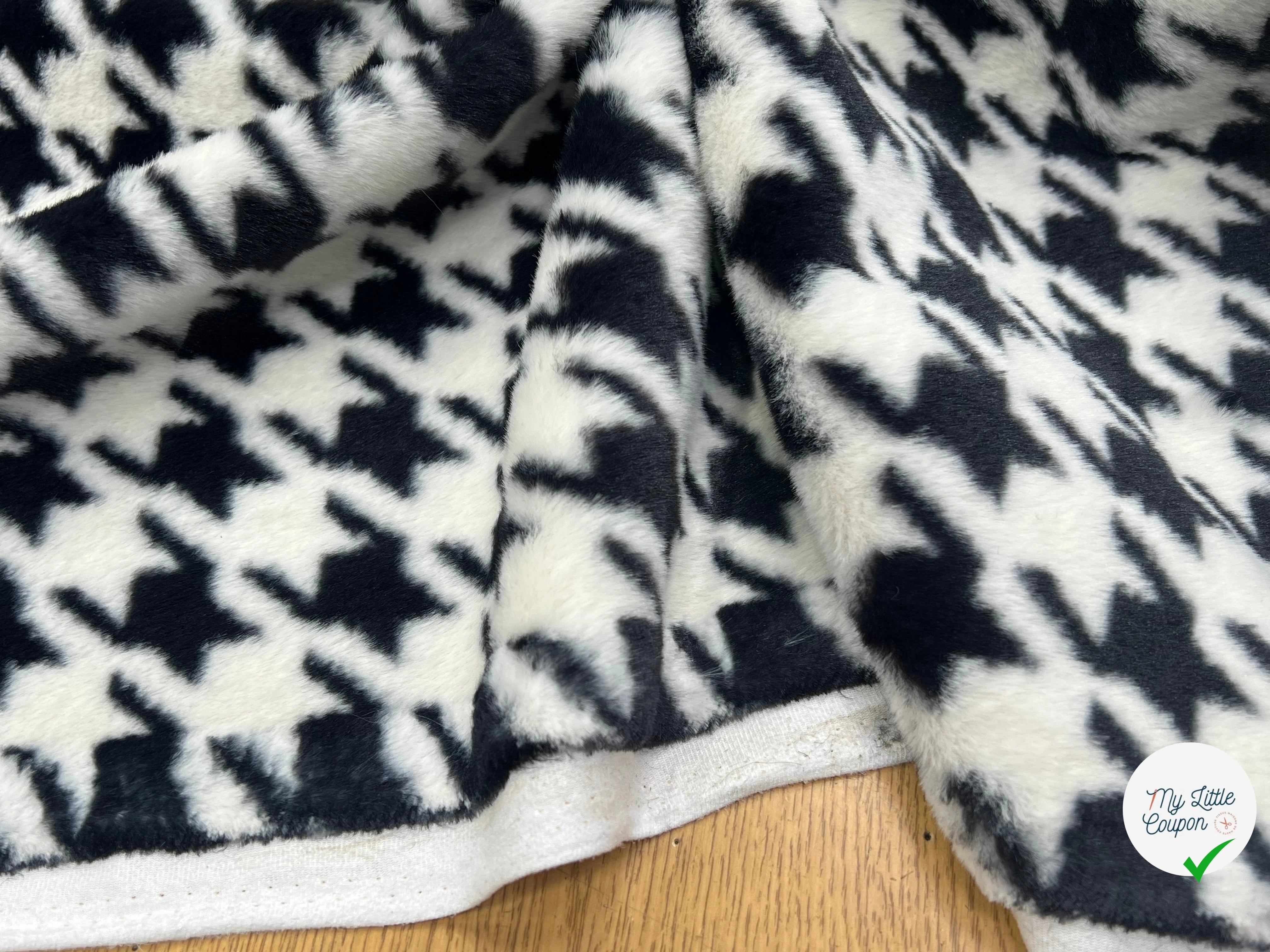 FOURRURE À POILS DOUX PIED DE COQ BLANC NOIR - My Little Coupon