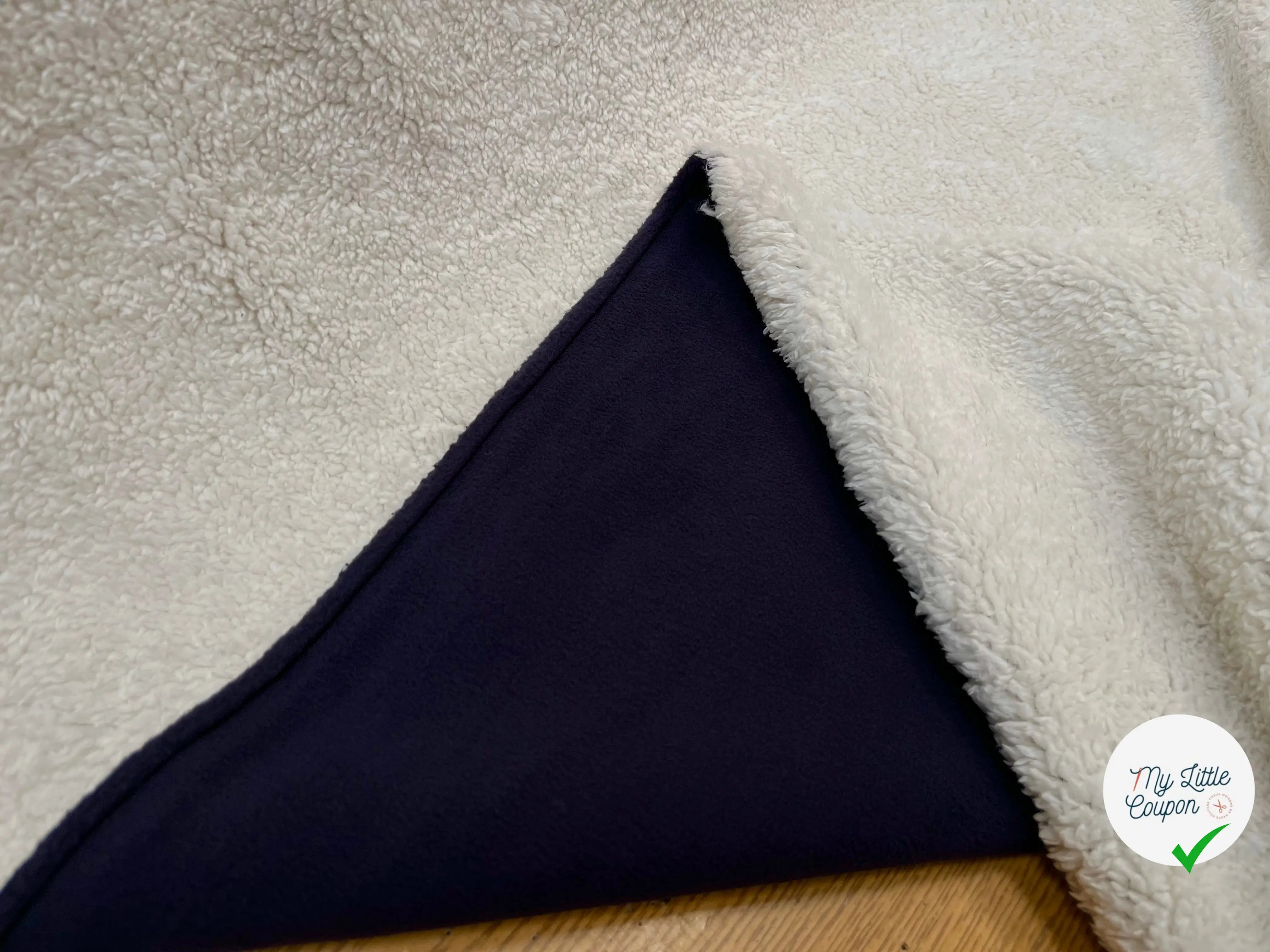 FOURRURE ENVERS POLAIRE MARINE/BLANC CASSE ULTRA DOUX - My Little Coupon