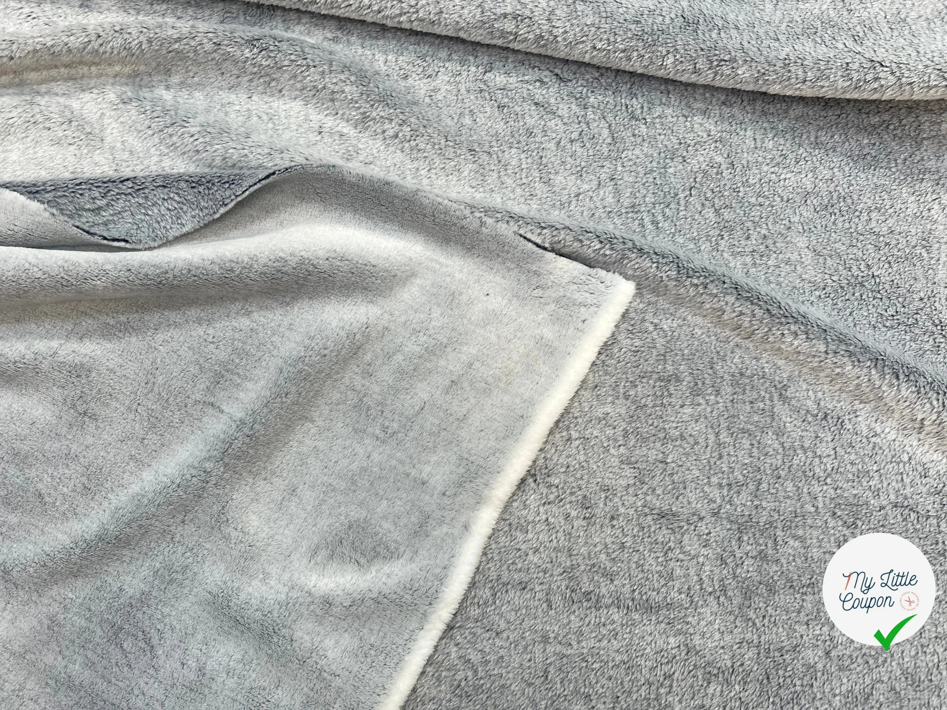 FOURRURE TOUTE DOUCE DOUBLE FACE SNOW BLEU CHINE OEKO TEX MADE IN FRANCE - My Little Coupon