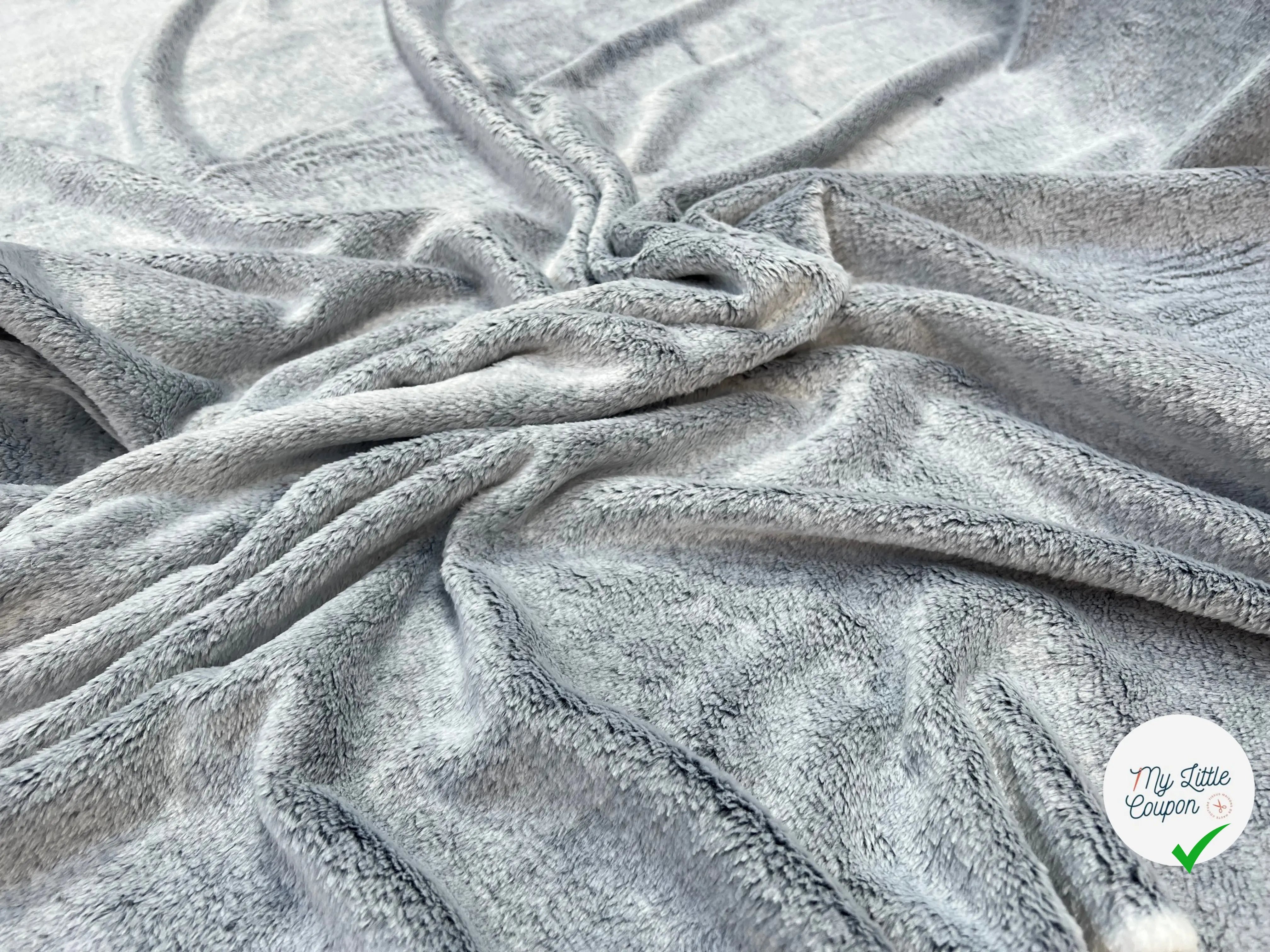 FOURRURE TOUTE DOUCE DOUBLE FACE SNOW BLEU CHINE OEKO TEX MADE IN FRANCE - My Little Coupon