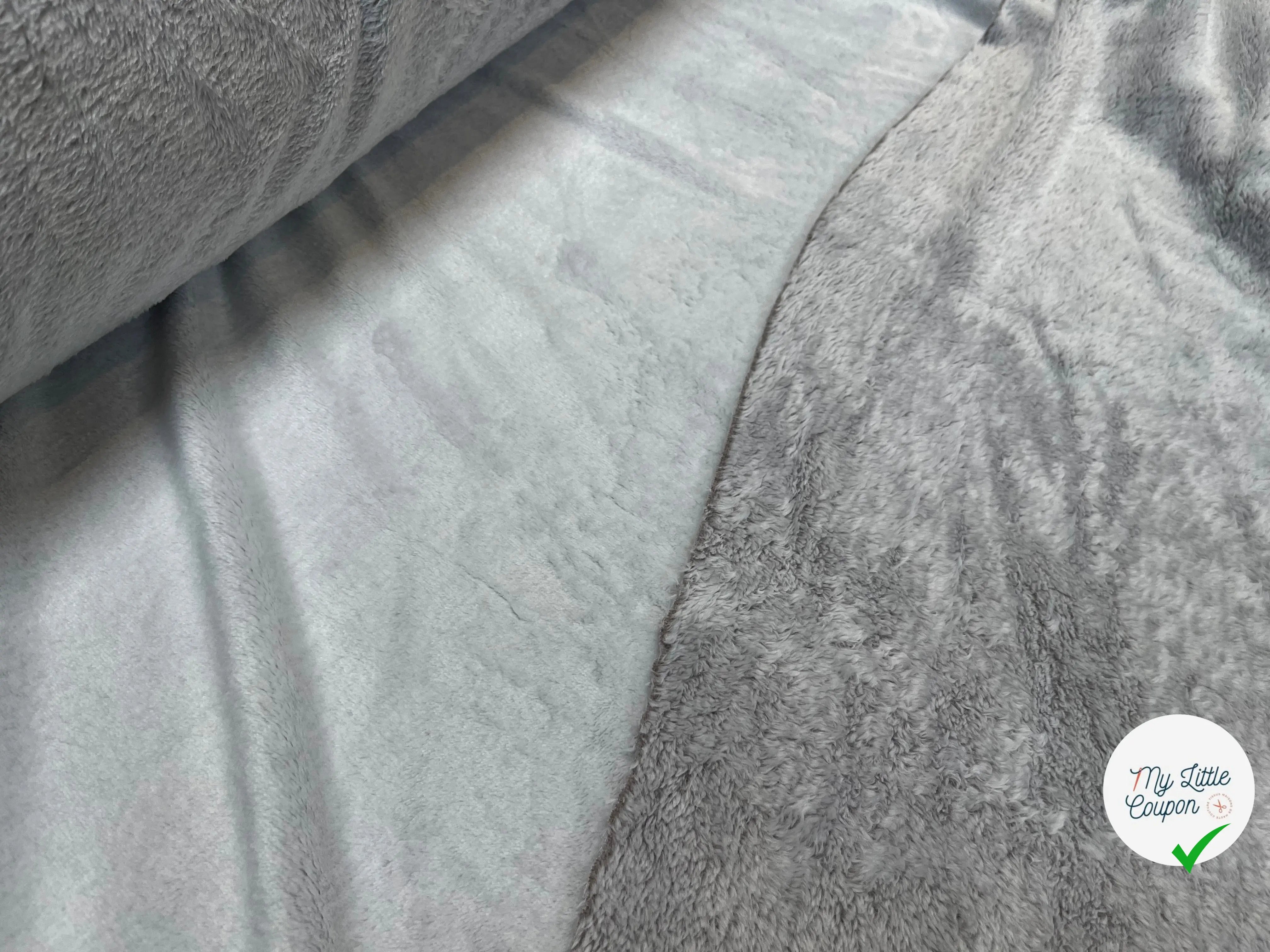 FOURRURE TOUTE DOUCE DOUBLE FACE SNOW TAUPE OEKO TEX MADE IN FRANCE - My Little Coupon