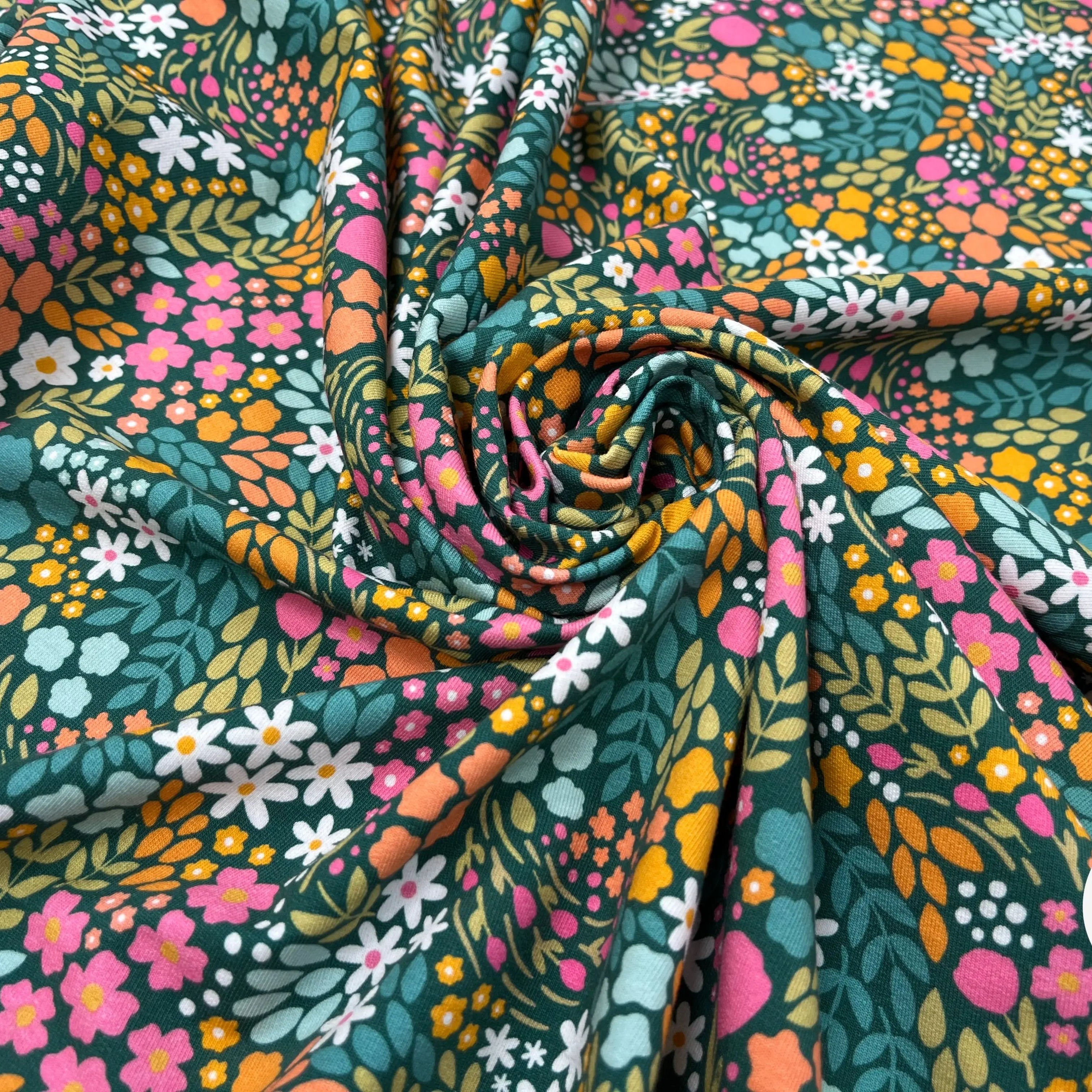 FRENCH TERRY FLEURI COTON MUTILCOLORE - My Little Coupon