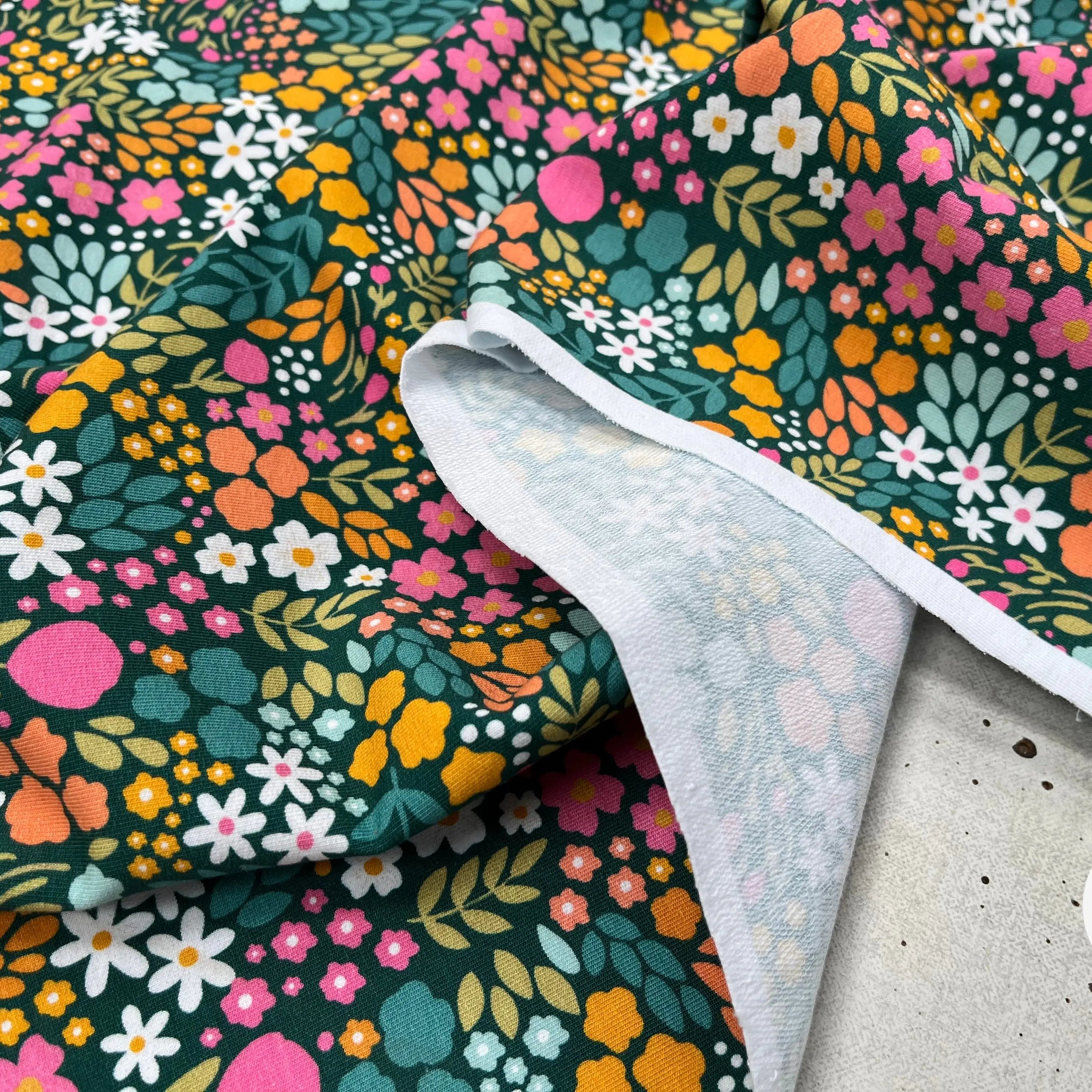 FRENCH TERRY FLEURI COTON MUTILCOLORE - My Little Coupon