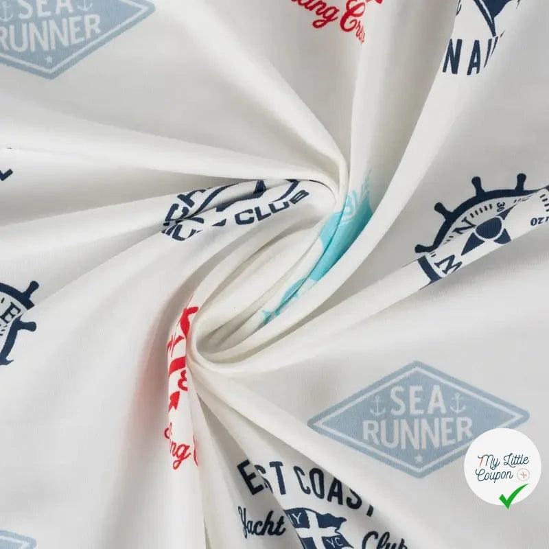 FRENCH TERRY IMPRIMÉ NAUTICAL ECRU - My Little Coupon