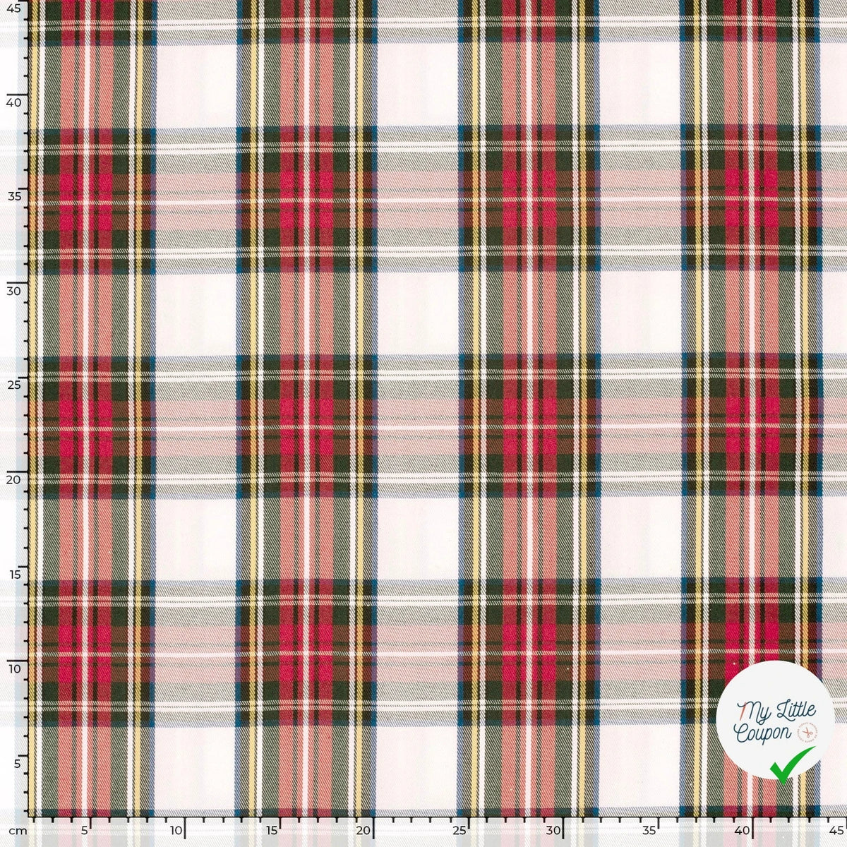 Gabardine carreaux écossais blanc cassé