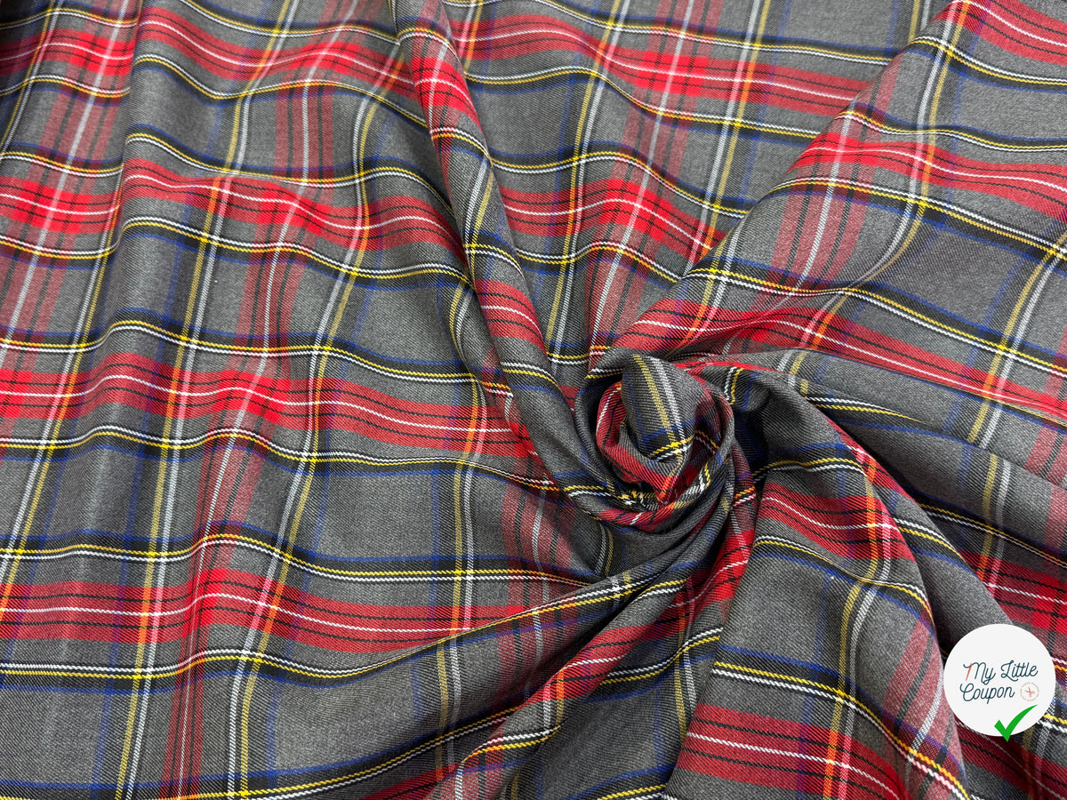 Gabardine écossaise tartan fond gris - My Little Coupon