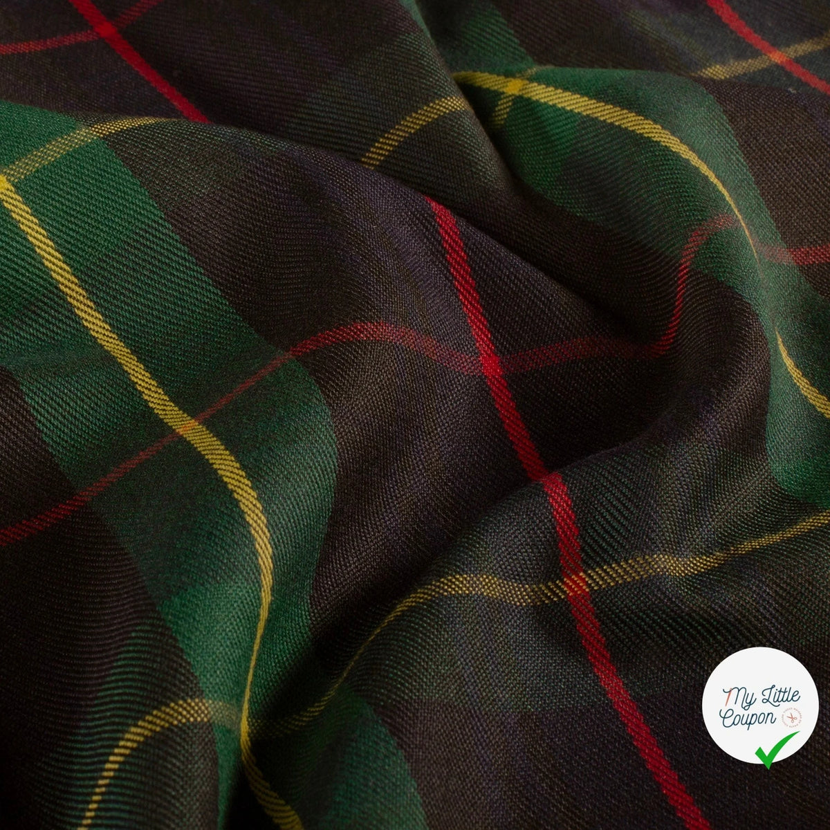 Gabardine carreaux écossais vert foncé