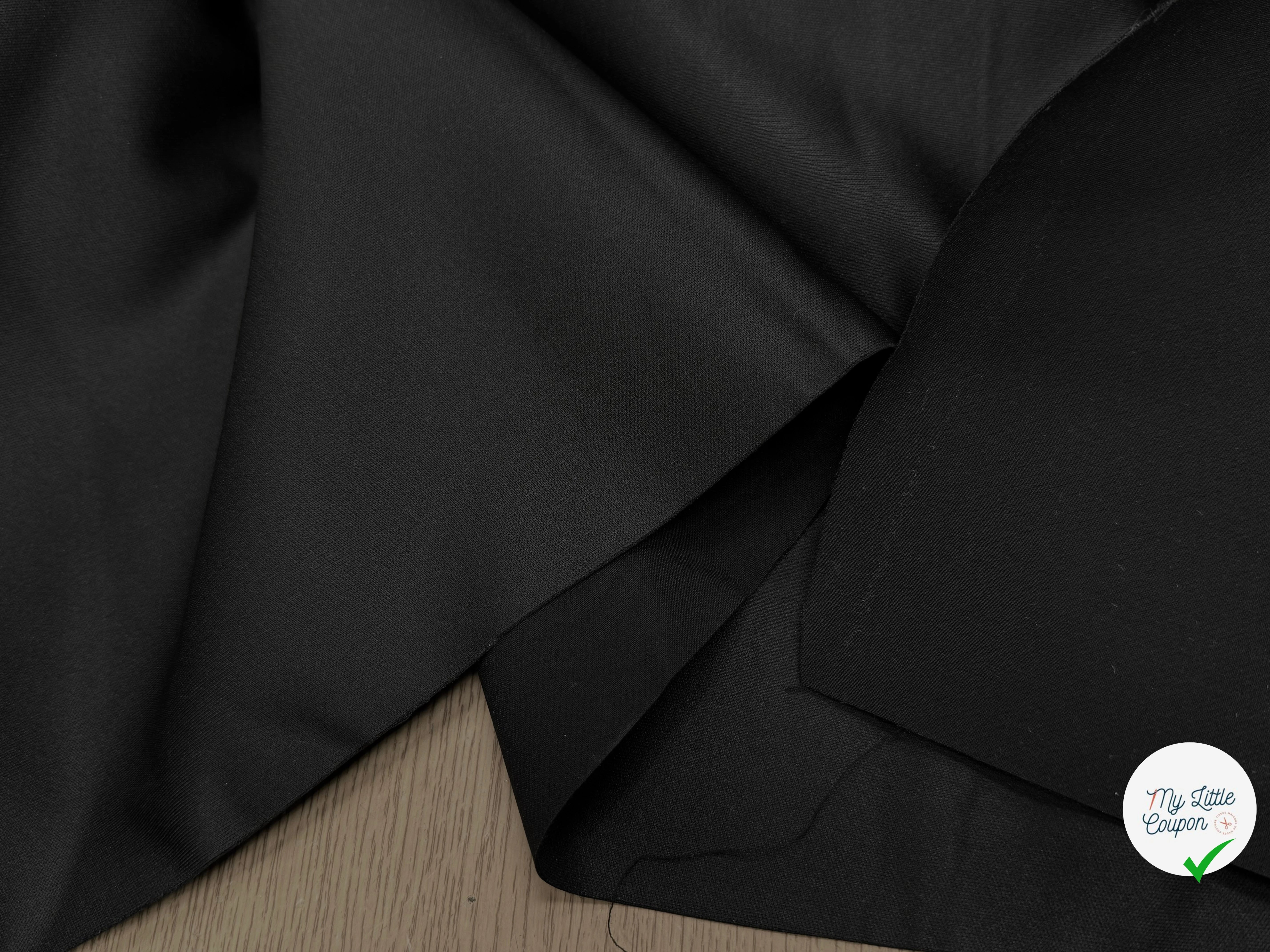 GABARDINE CONTRECOLLÉE DOUBLE ETOFFE NOIR UNE FACE LEGEREMENT BRILLANTE - My Little Coupon