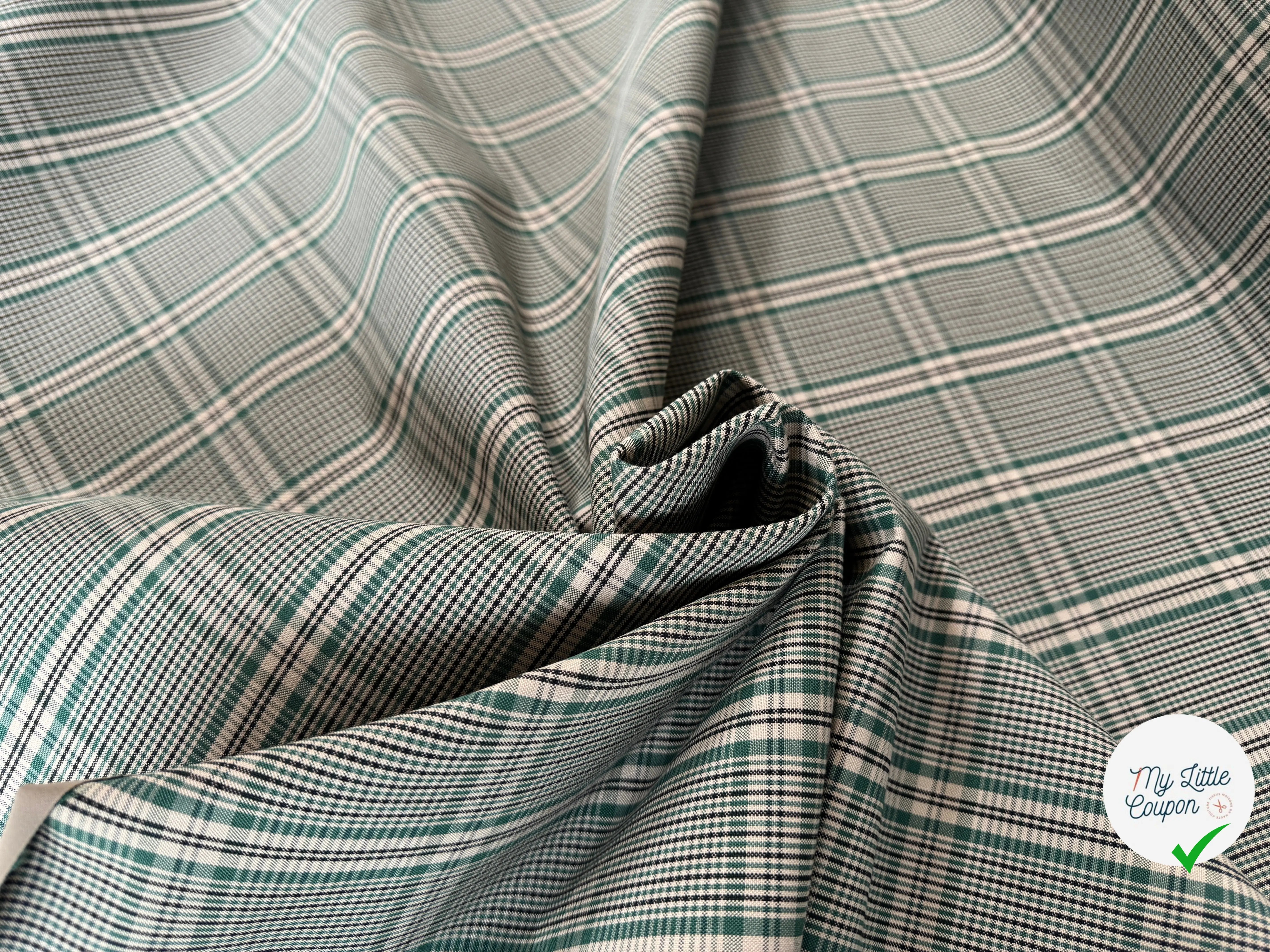 GABARDINE CONTRECOLLÉE PRINCE DE GALLES GREEN - My Little Coupon