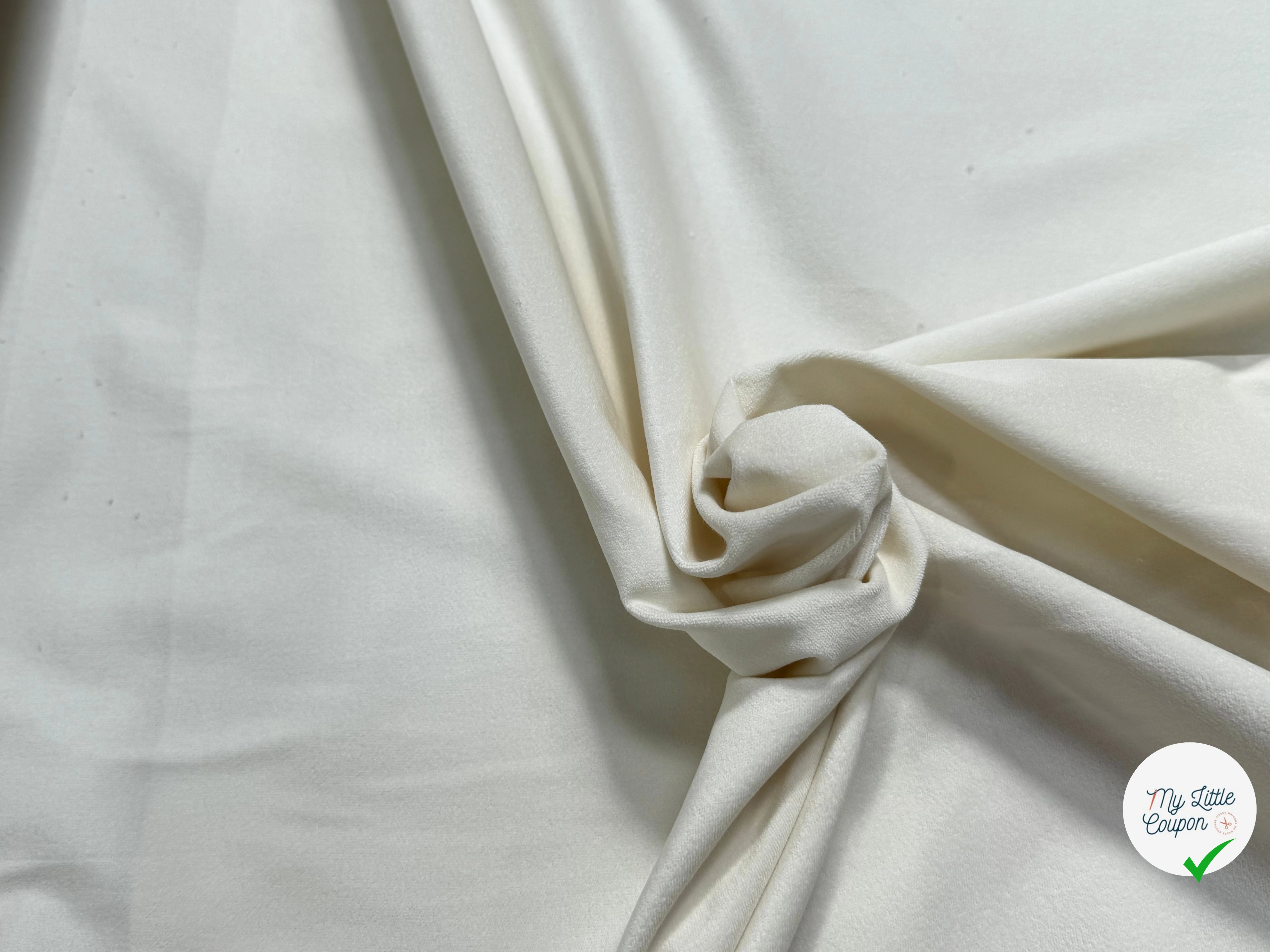 GABARDINE COTON GRATÉE ENVERS PEACHSKIN STRETCH BLANC CASSÉ - My Little Coupon
