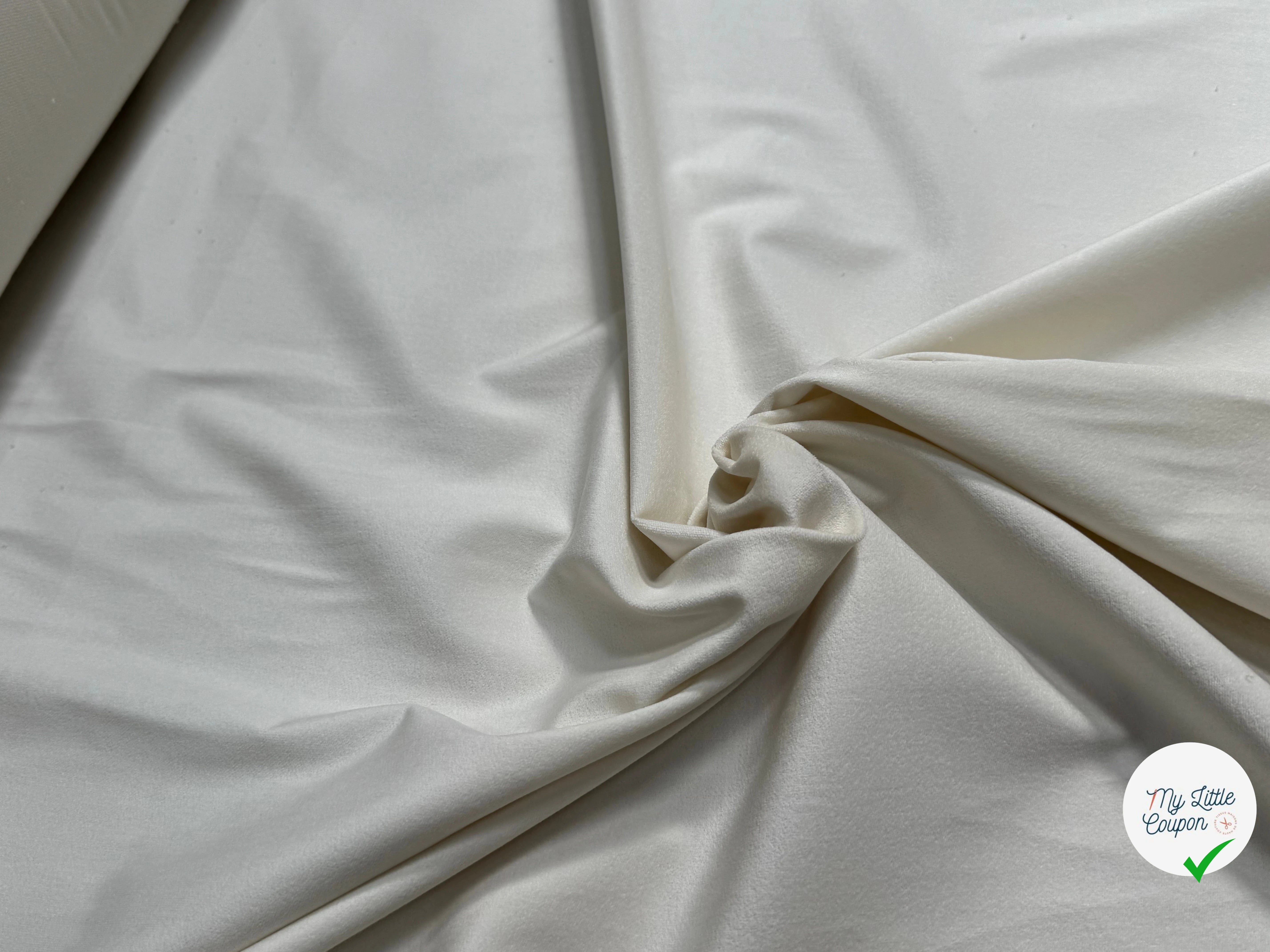 GABARDINE COTON GRATÉE ENVERS PEACHSKIN STRETCH BLANC CASSÉ - My Little Coupon