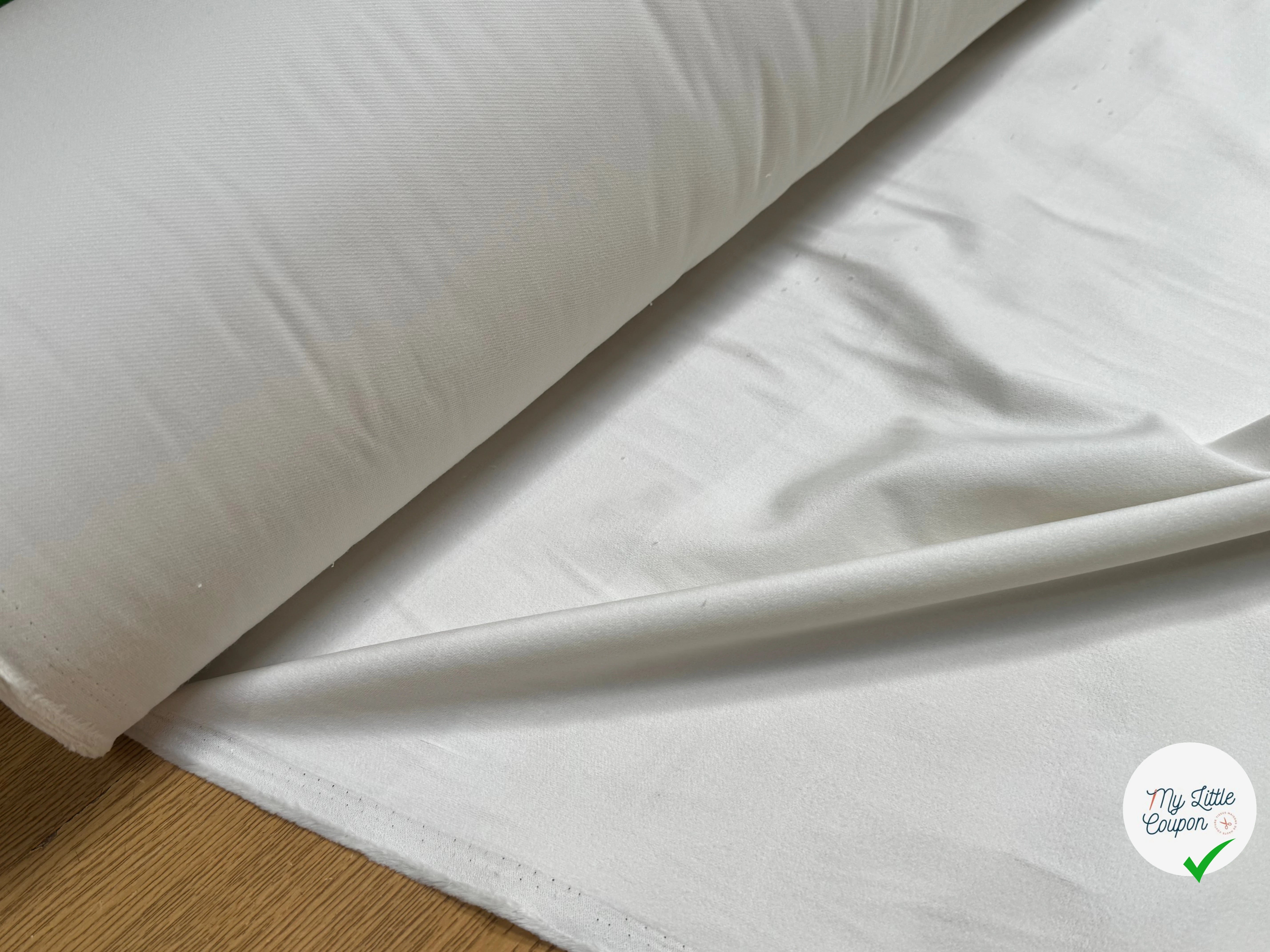 GABARDINE COTON GRATÉE ENVERS PEACHSKIN STRETCH BLANC CASSÉ - My Little Coupon