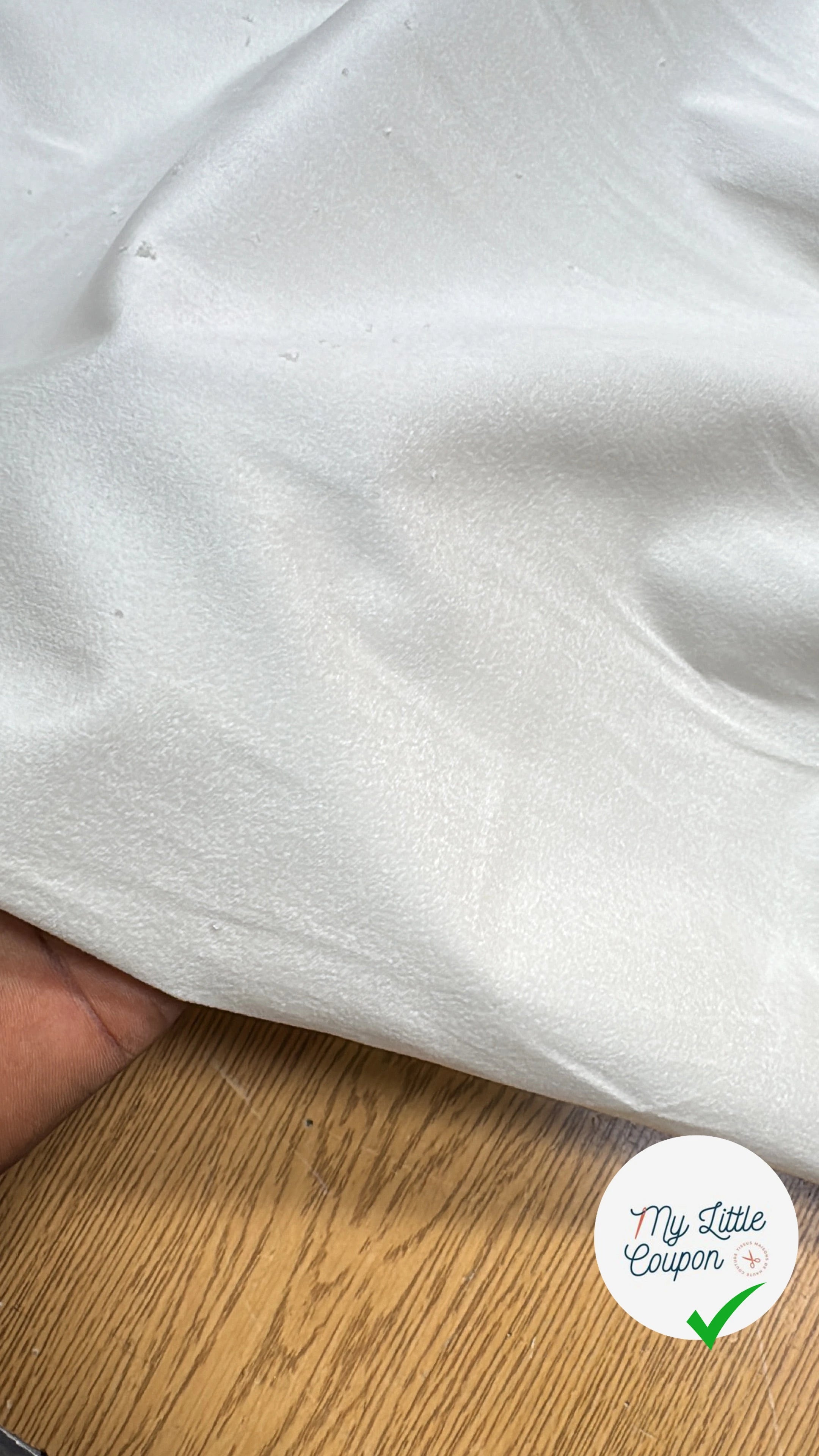 GABARDINE COTON GRATÉE ENVERS PEACHSKIN STRETCH BLANC CASSÉ - My Little Coupon