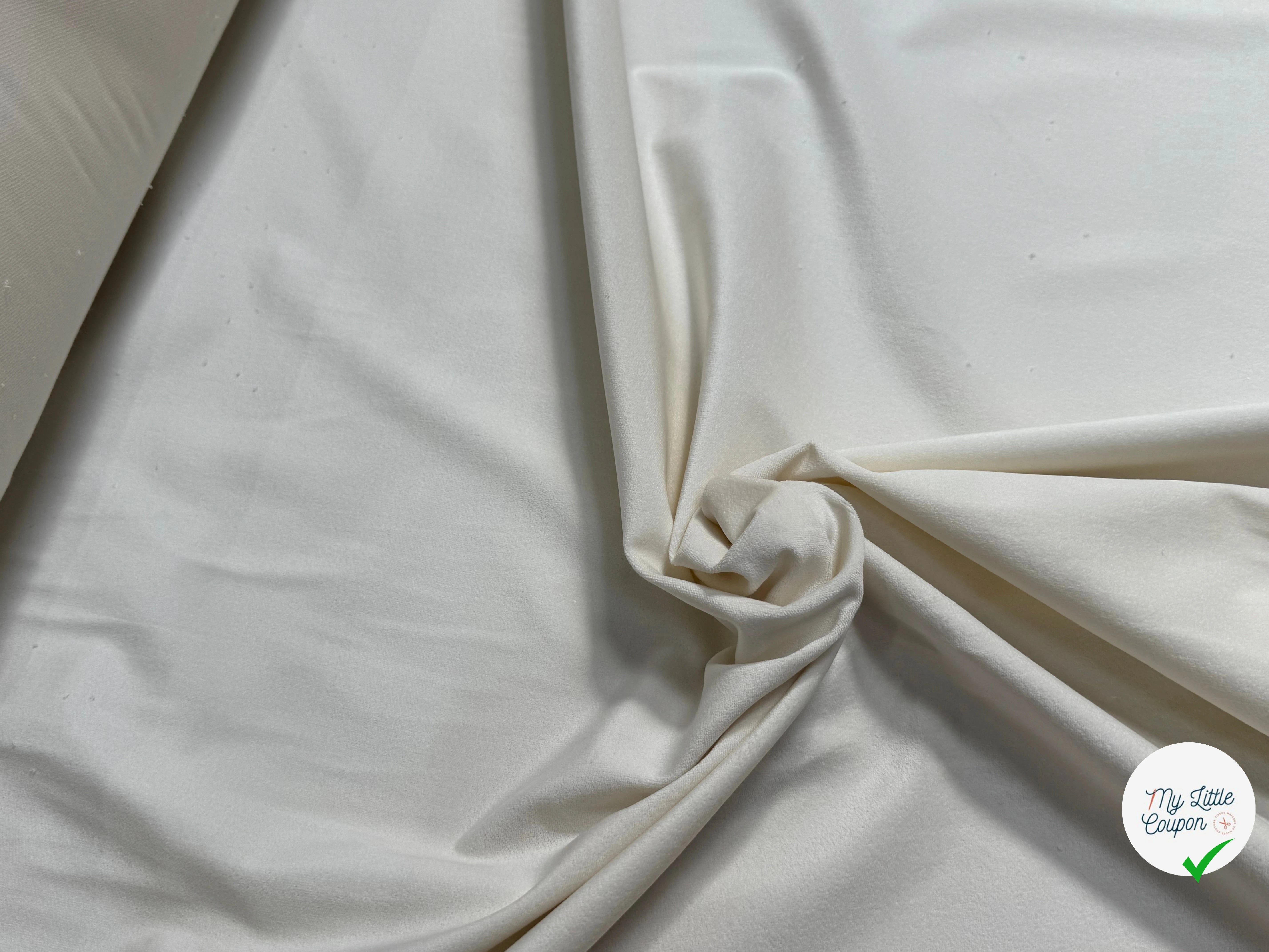 GABARDINE COTON GRATÉE ENVERS PEACHSKIN STRETCH BLANC CASSÉ - My Little Coupon
