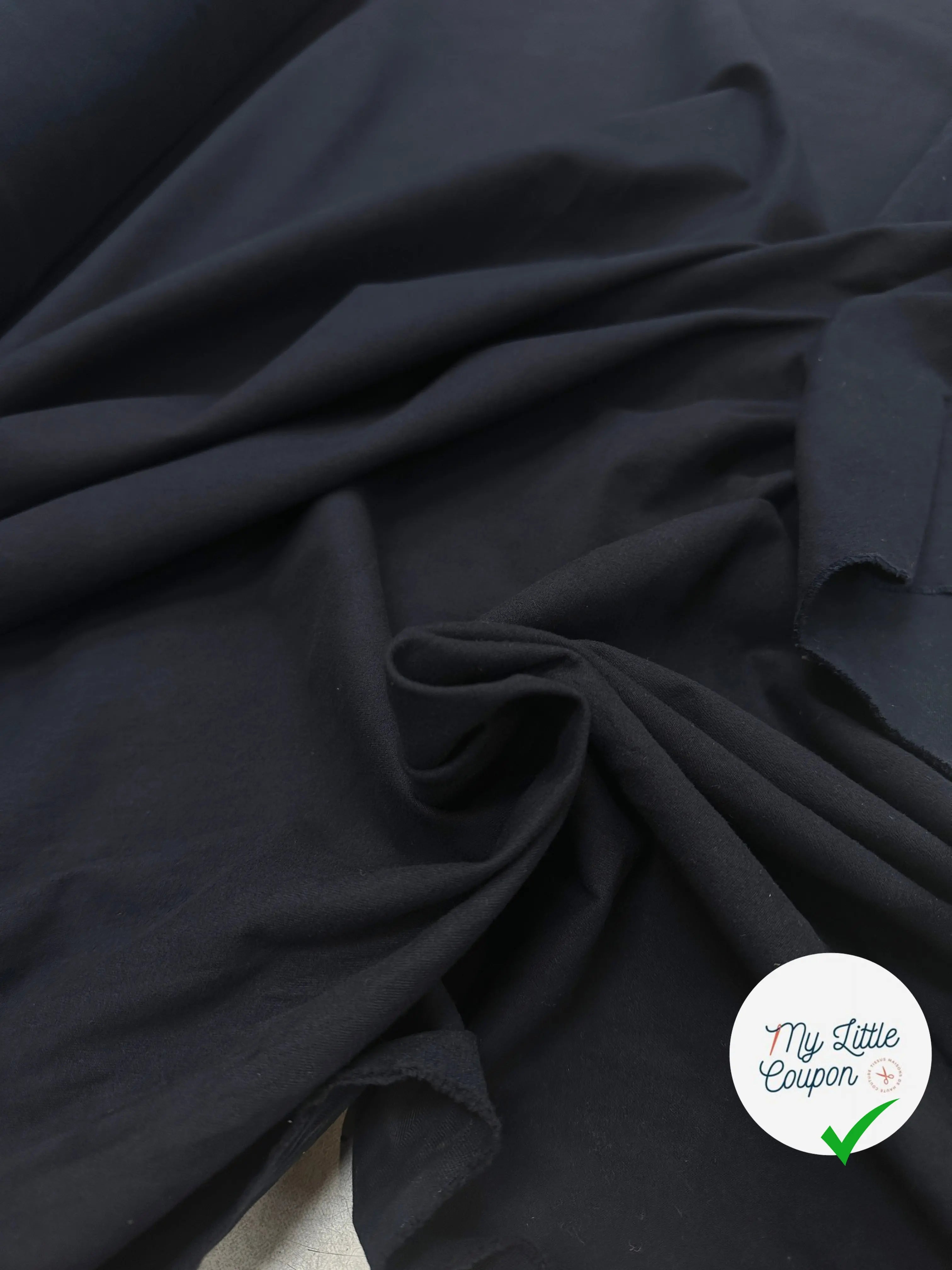 GABARDINE COTON SABLÉE MARINE FONCÉ STRETCH PEACHSKIN MSO