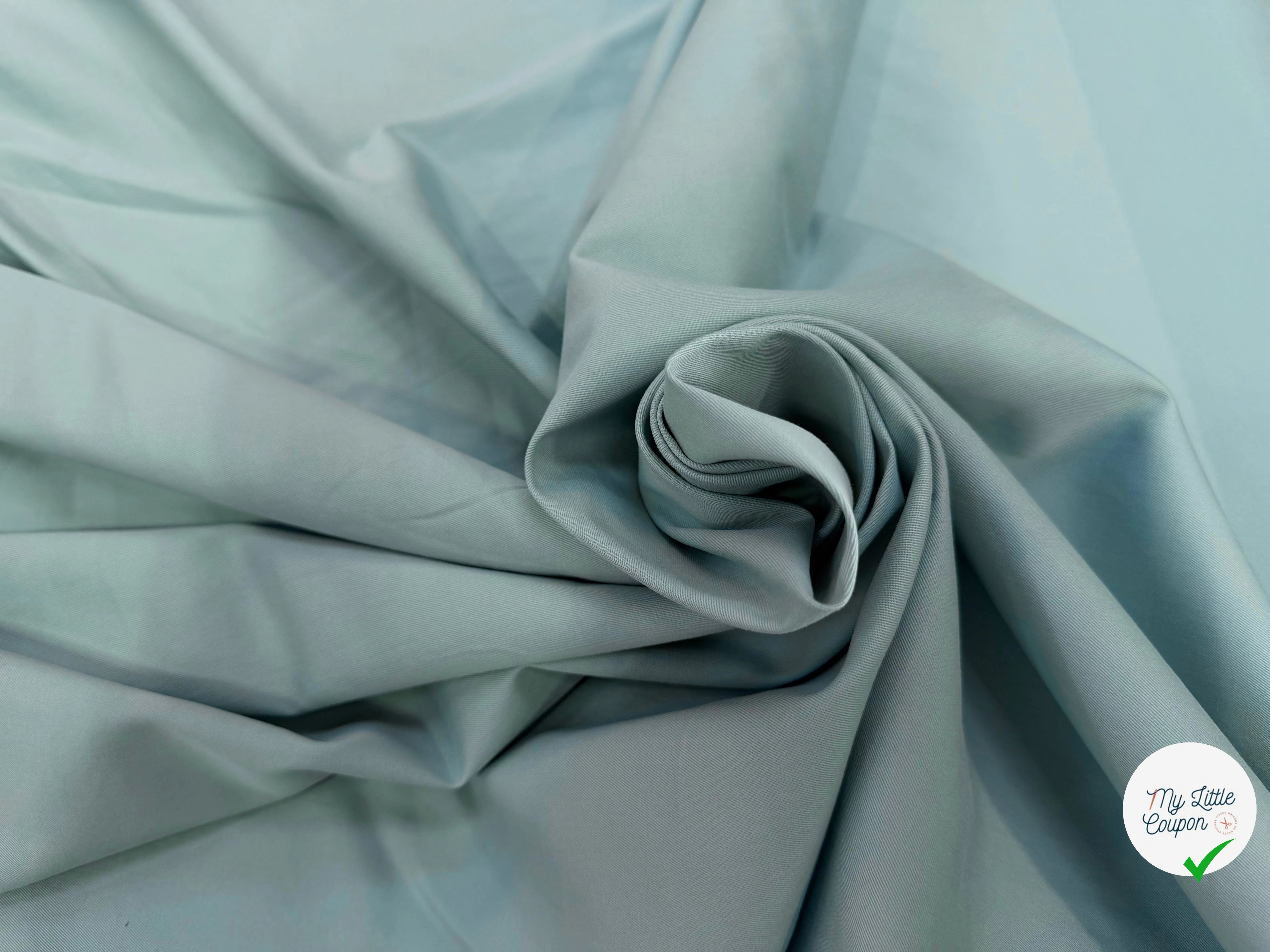 GABARDINE COTON STRETCH VERT D'EAU VERVE ACQUA - My Little Coupon