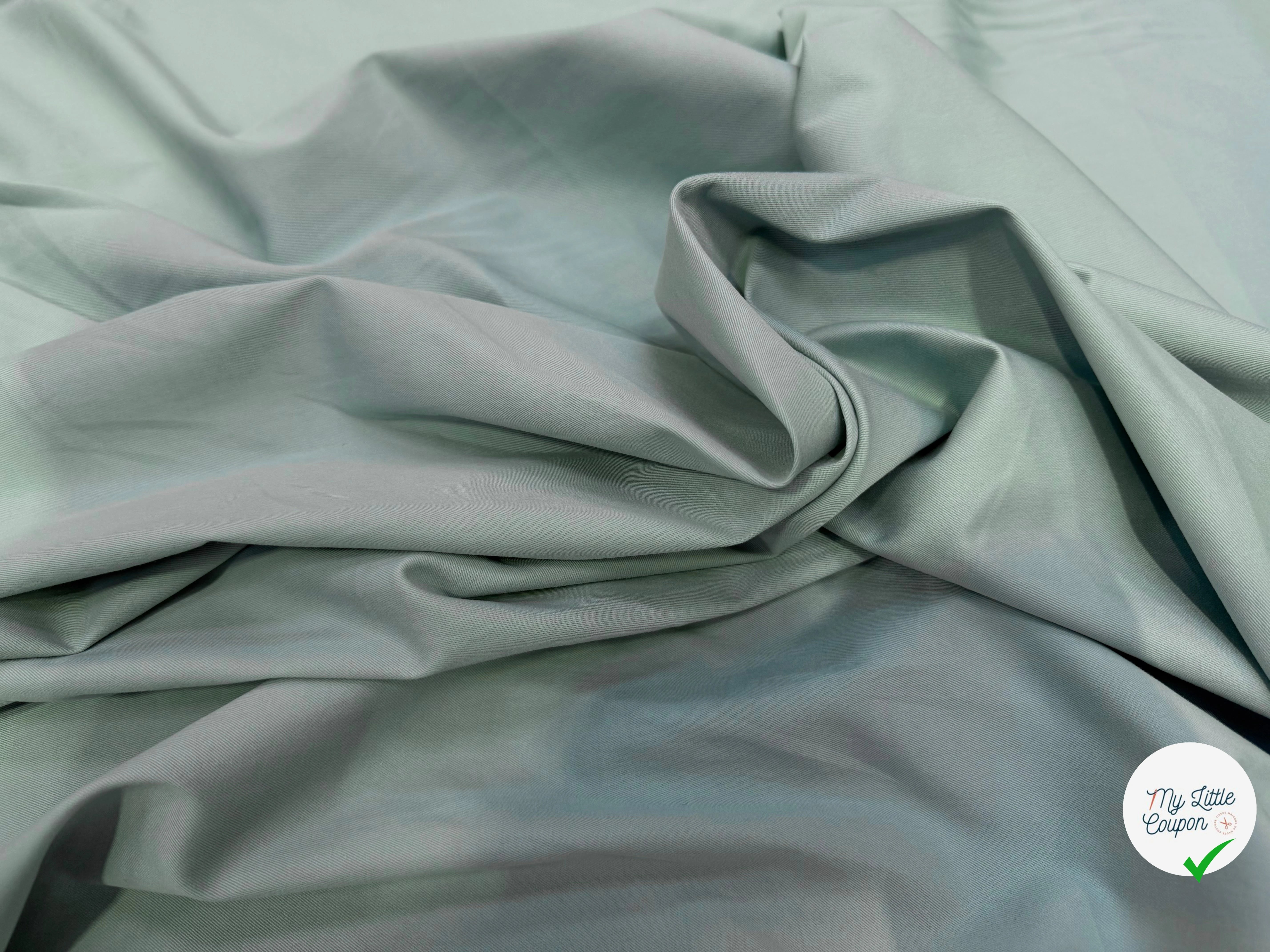 GABARDINE COTON STRETCH VERT D'EAU VERVE ACQUA - My Little Coupon