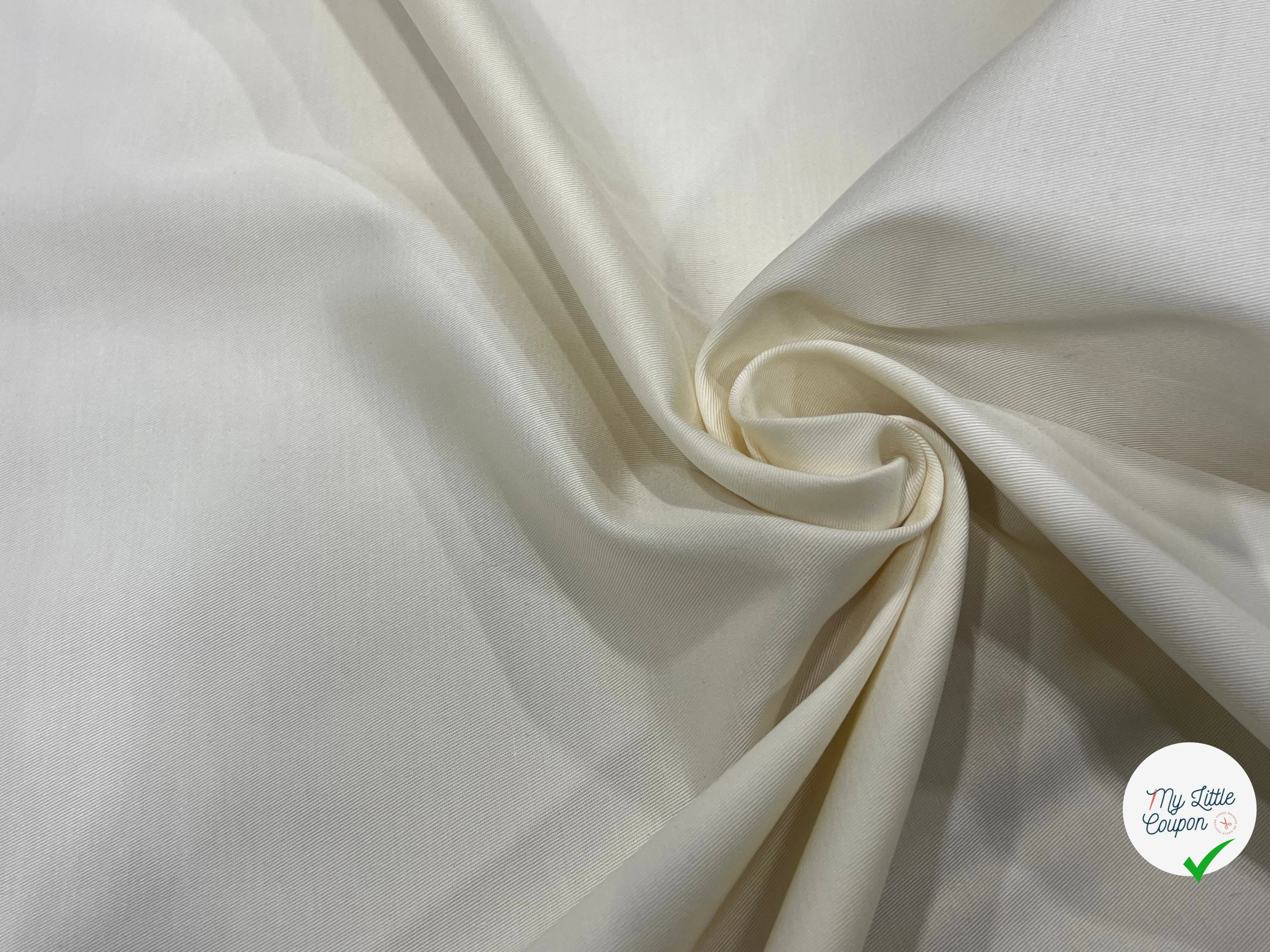 GABARDINE DE COTON BLANC CASSÉ 98% COTON 155CM - My Little Coupon