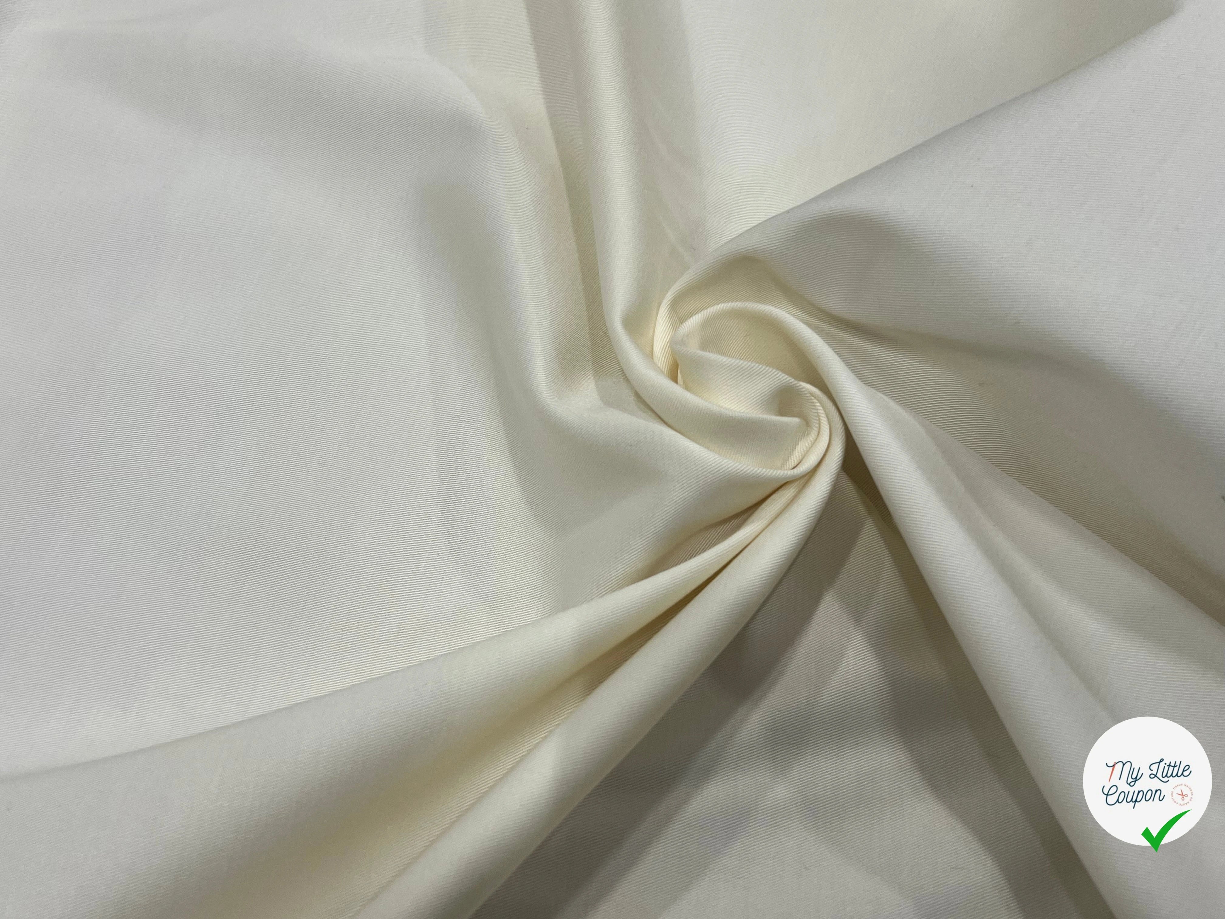 GABARDINE DE COTON BLANC CASSÉ 98% COTON 155CM - My Little Coupon