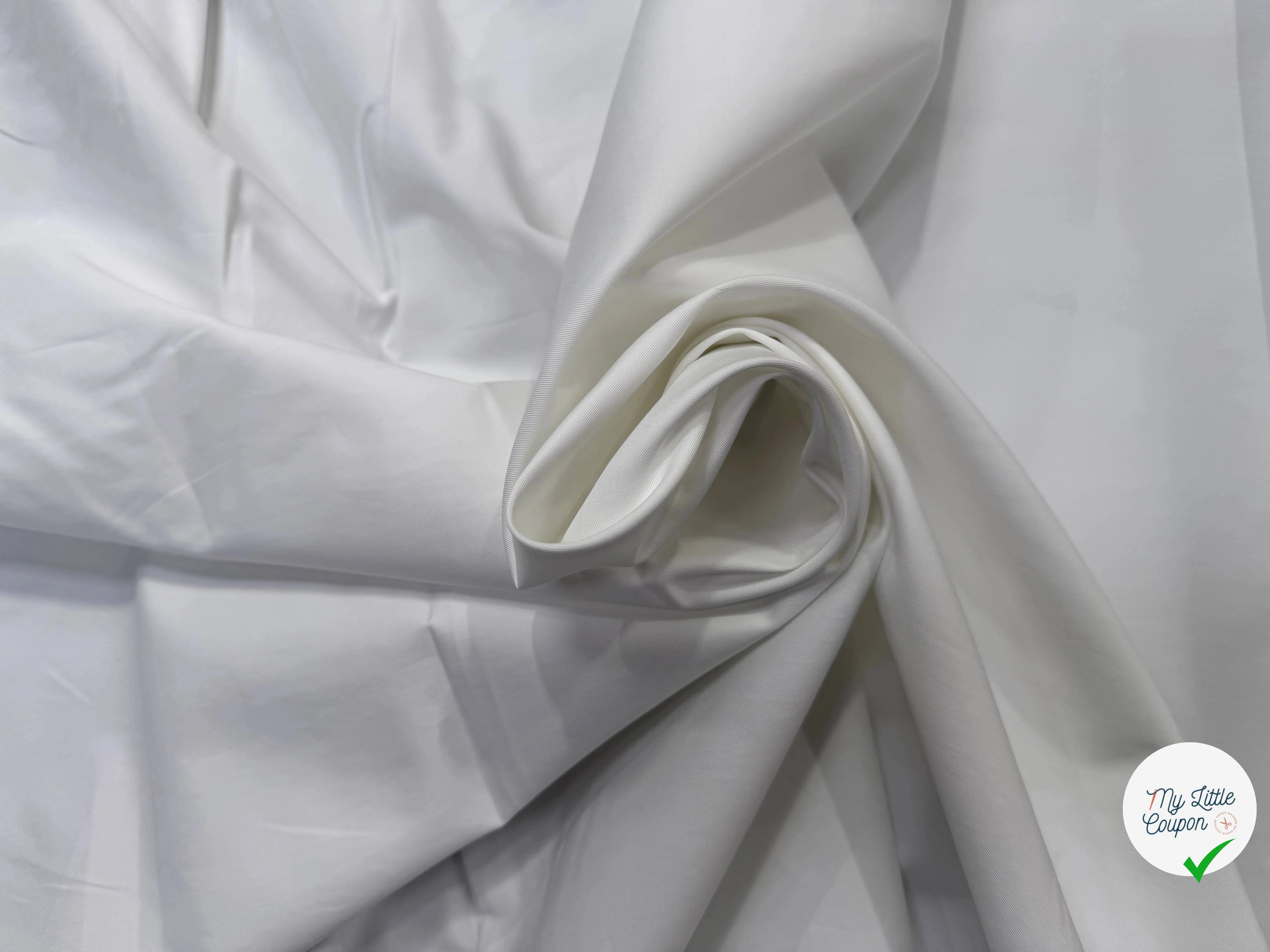 GABARDINE DE COTON BLANC LÉGÈREMENT SATINÉ STRETCH - My Little Coupon