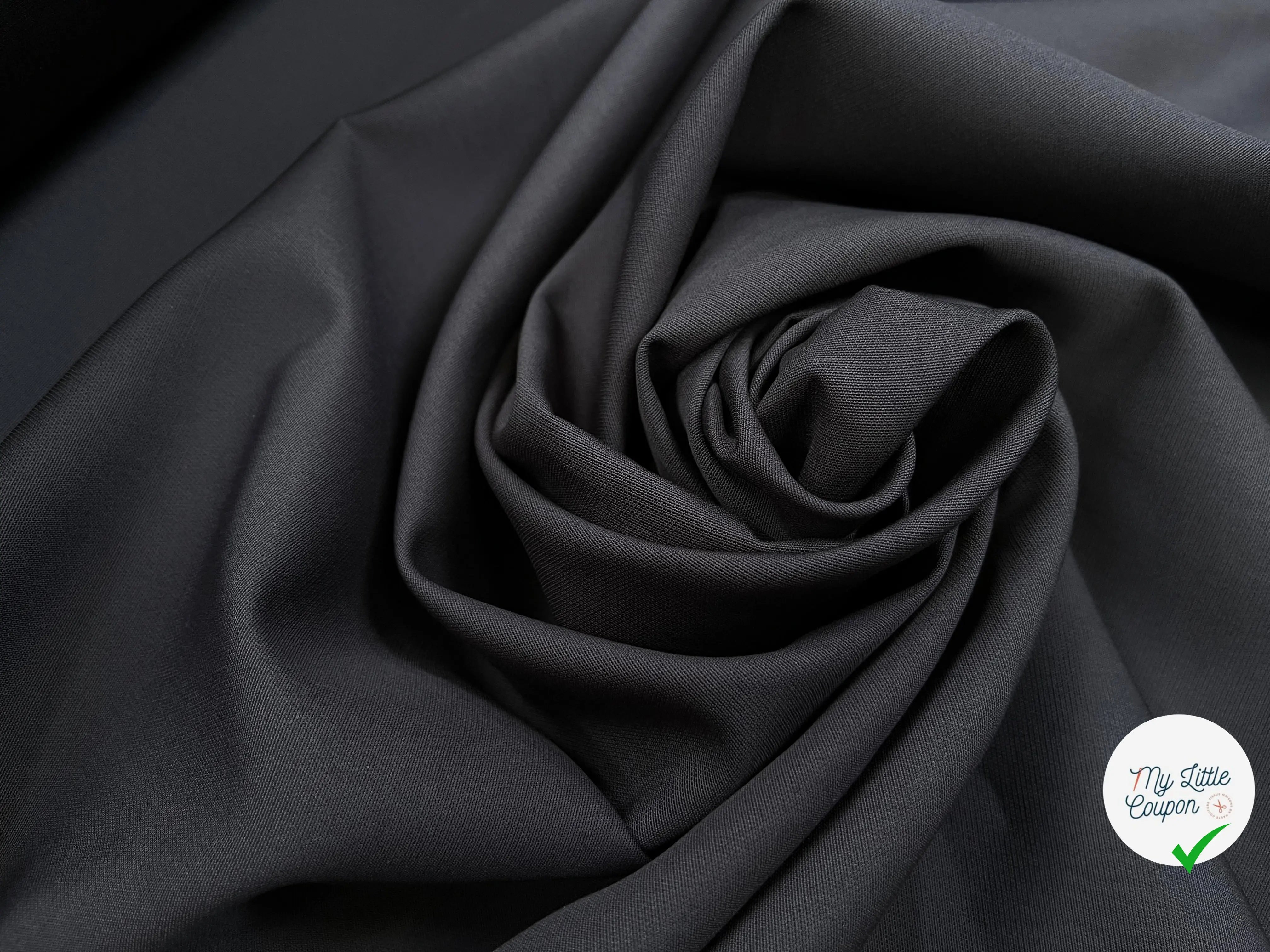 GABARDINE DE COTON BLEU GRIS ANTHRACITE - My Little Coupon