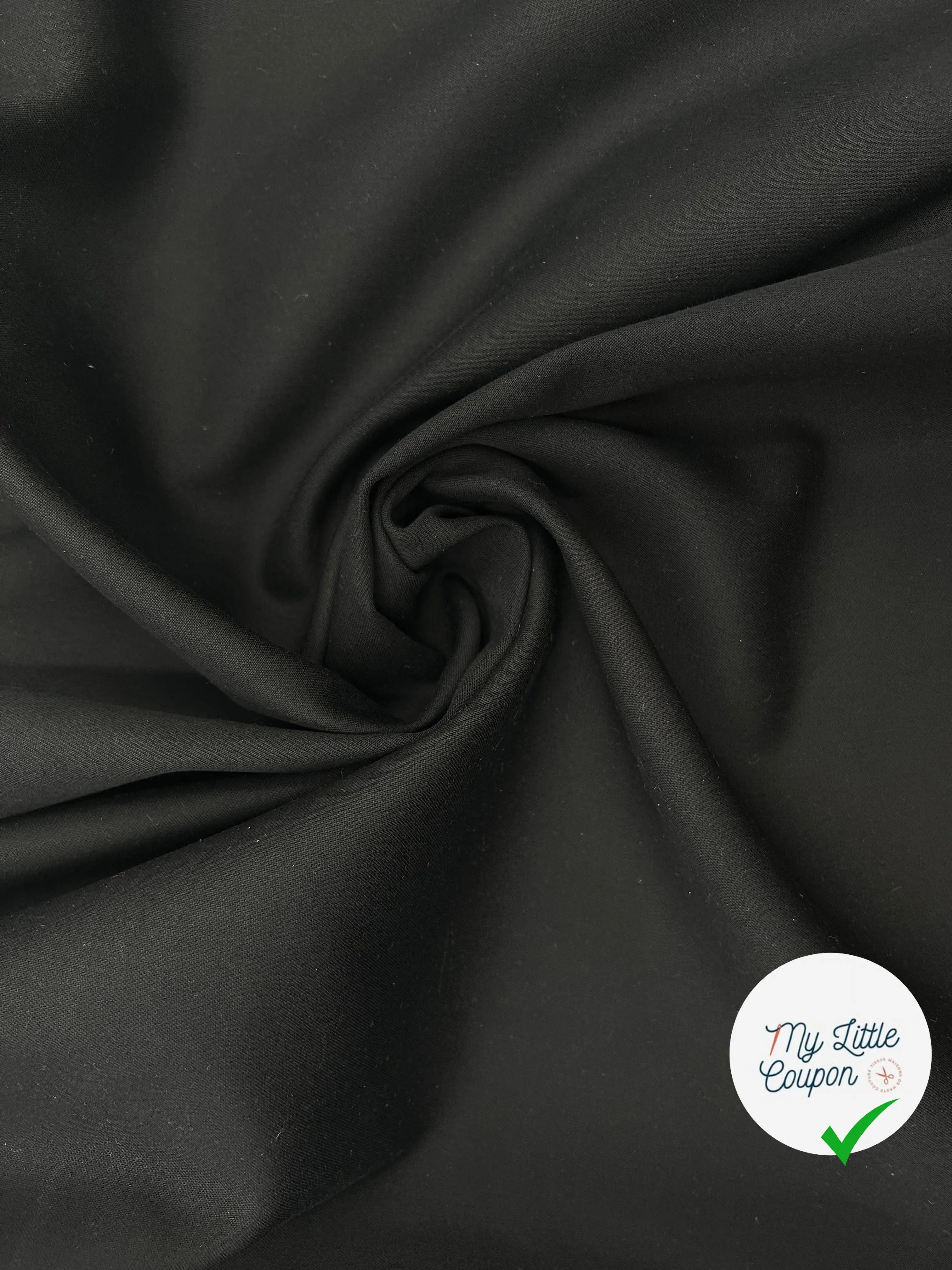 GABARDINE DE COTON ÉPAISSE NOIRE - coupon de tissu de 3 mètres - My Little Coupon - tissu - coudre