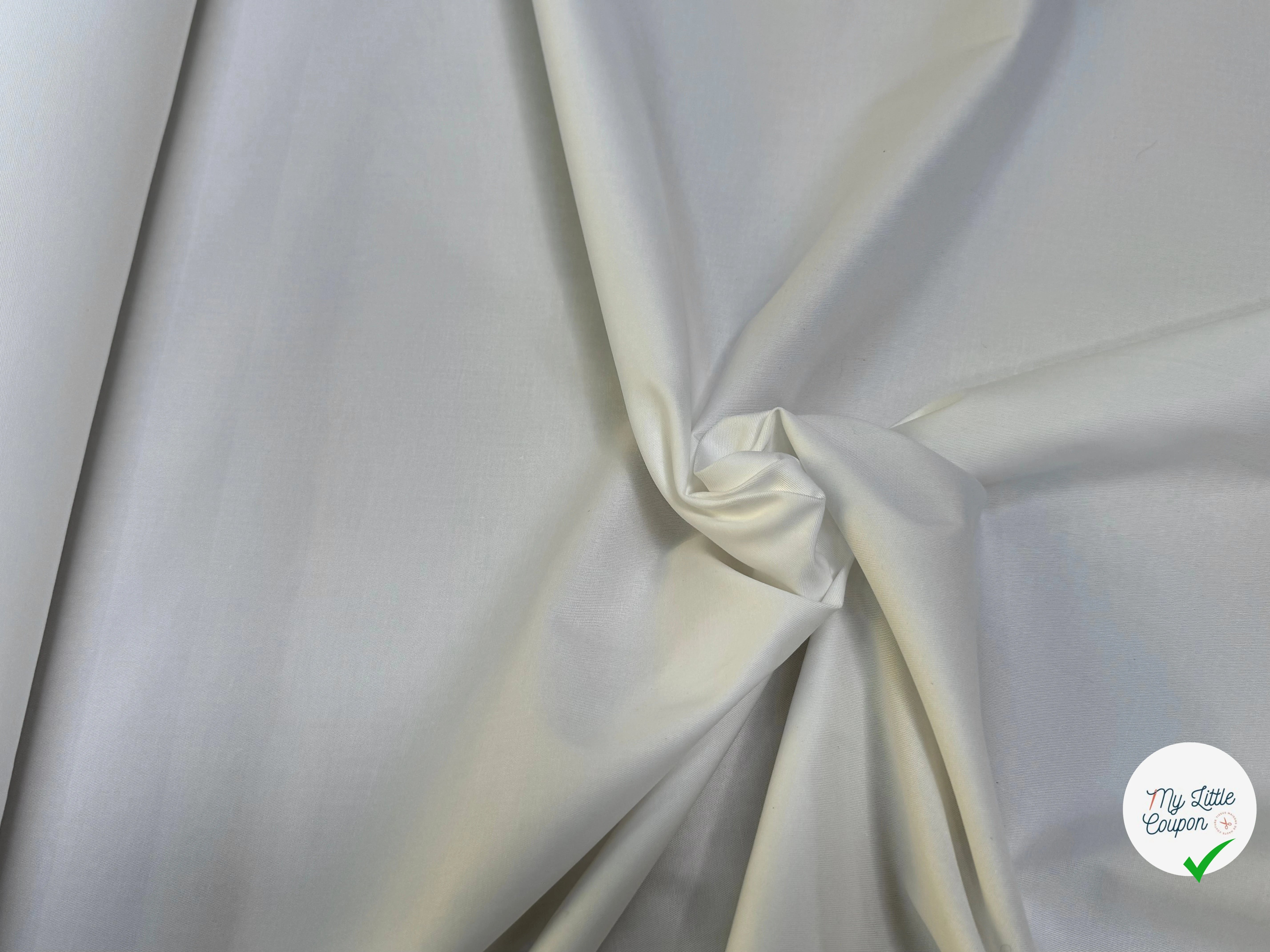 GABARDINE DE COTON FINE STRETCH FINEMENT SERGÉE BLANC 240 - My Little Coupon