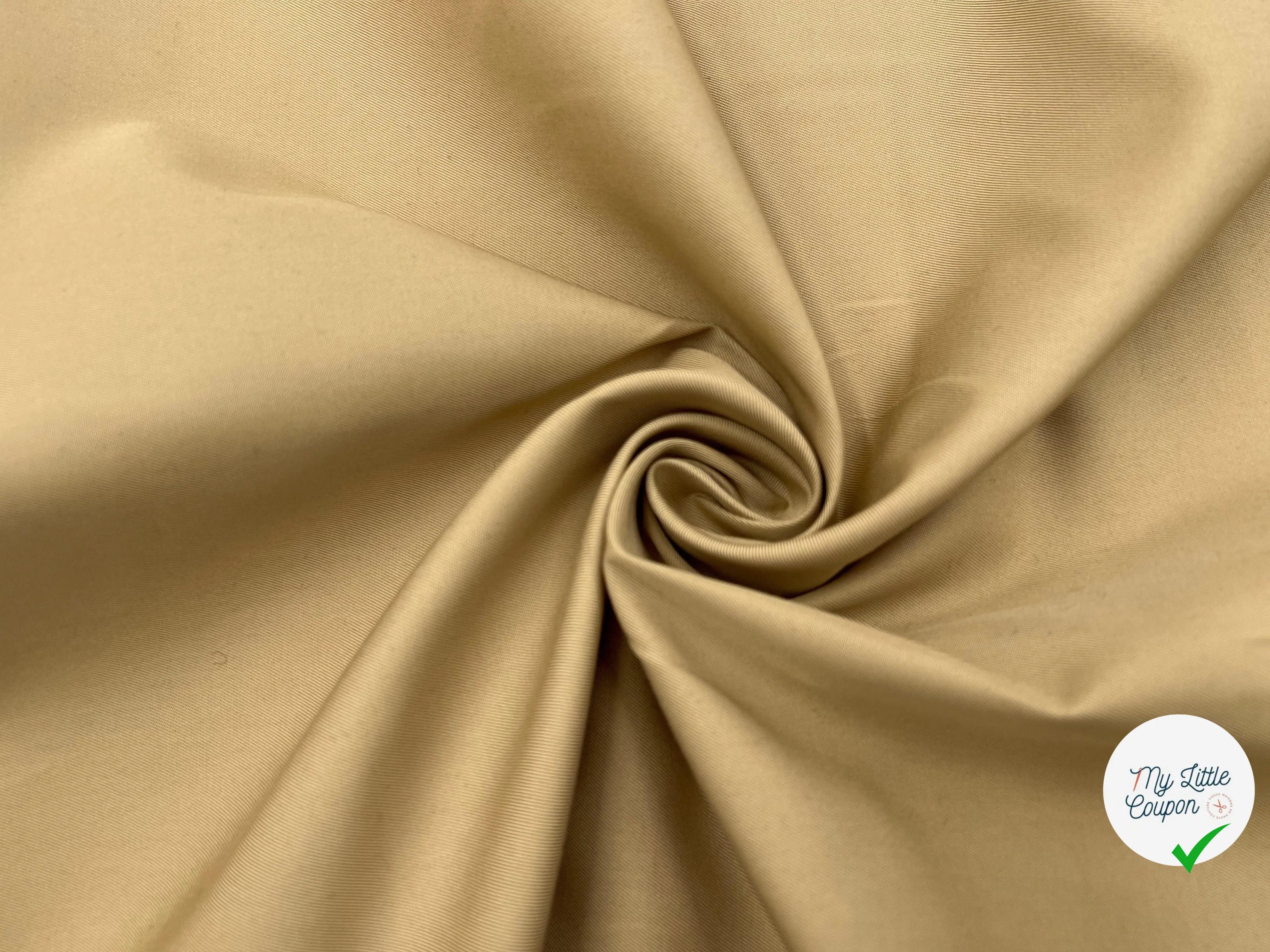GABARDINE DE COTON FINEMENT SERGÉE CARAMEL - My Little Coupon - tissu - coudre